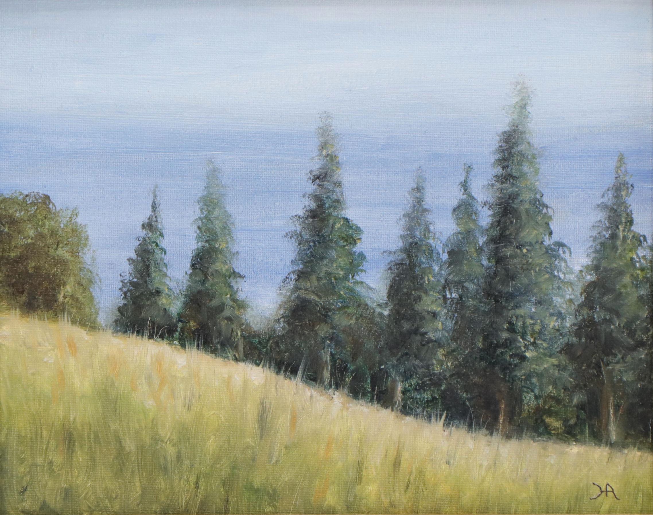 Houra Alghizzi Oil Painting "Cedar Trees," 2023