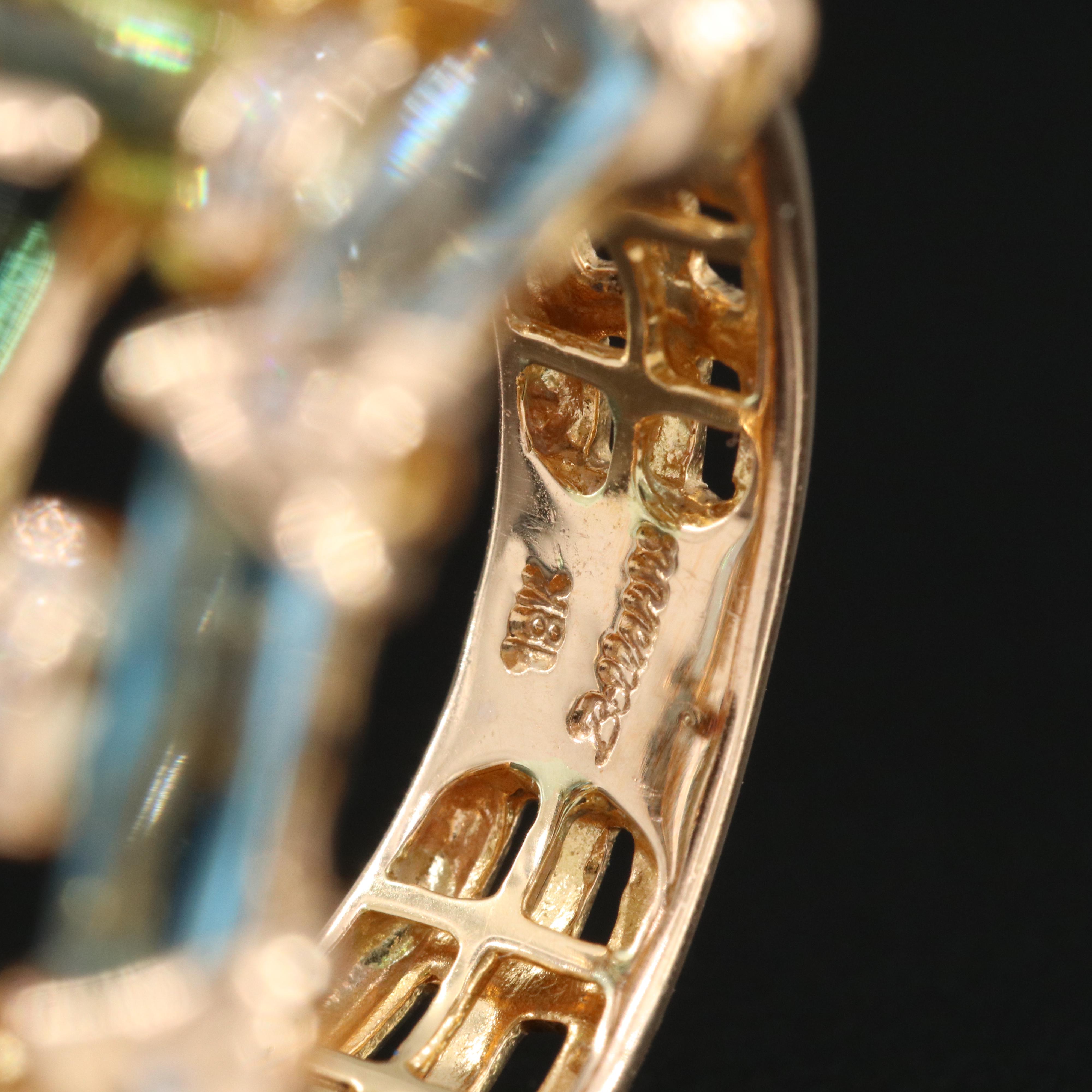 Bellarri 18K Rose Gold Multi-Gemstone Ring Including Topaz, Peridot and Diamond