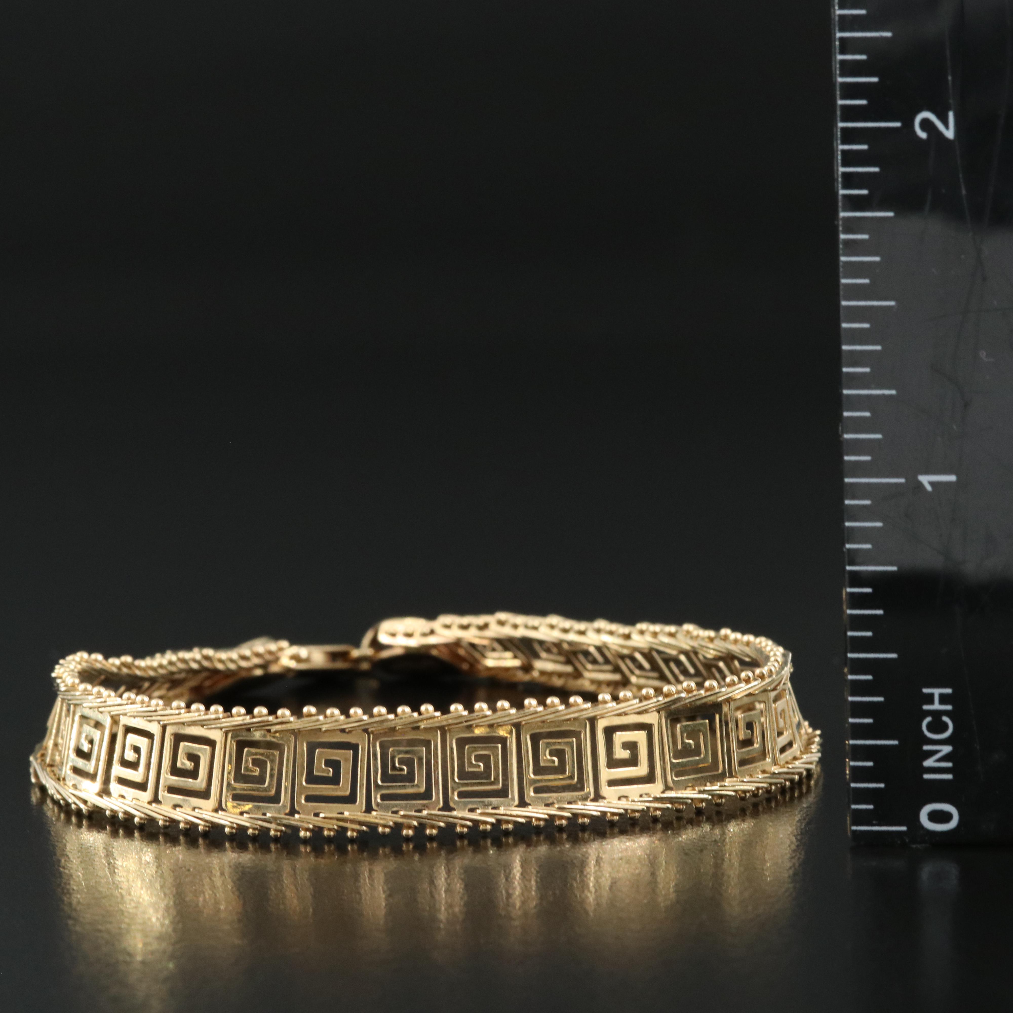 14K Greek Key Panel Bracelet