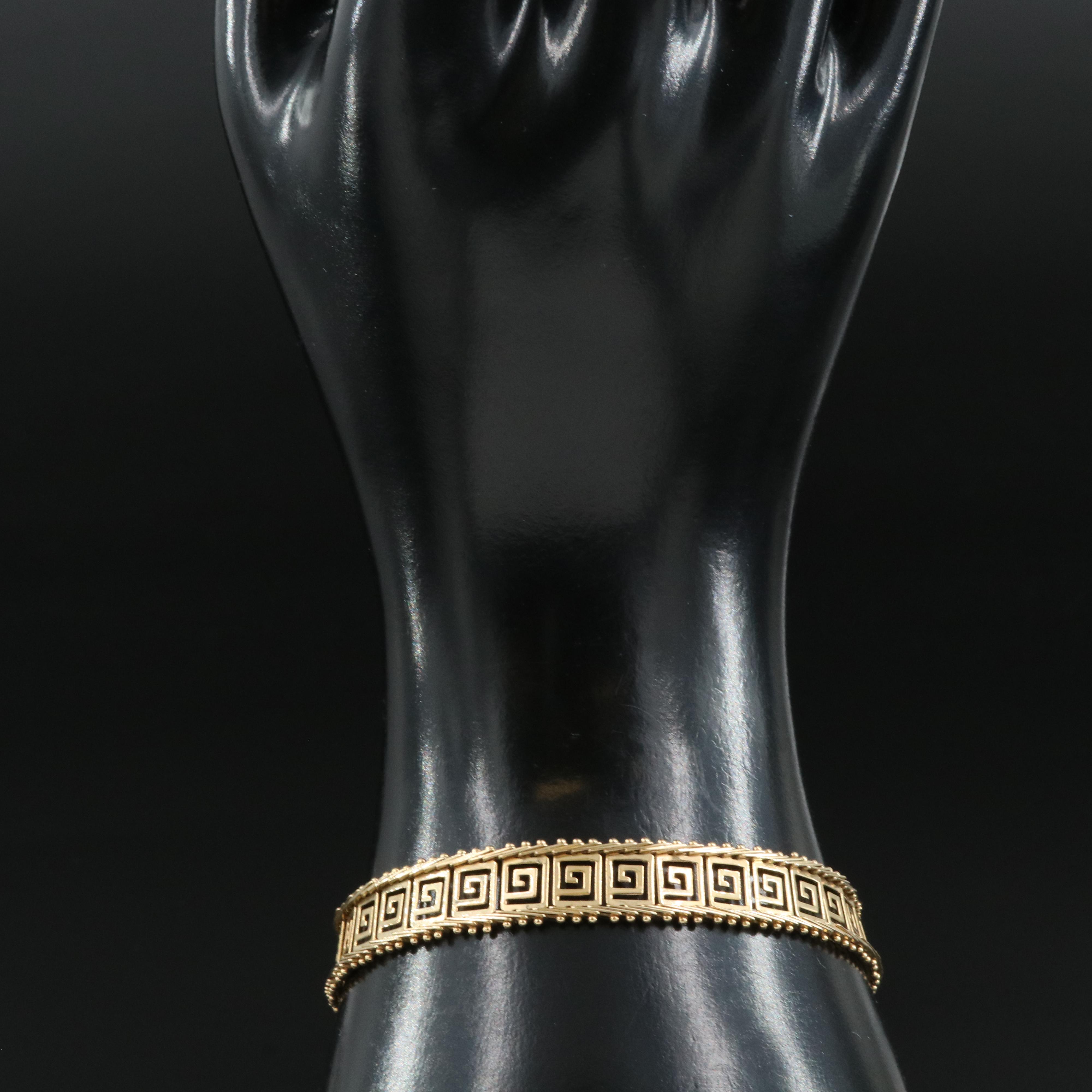 14K Greek Key Panel Bracelet