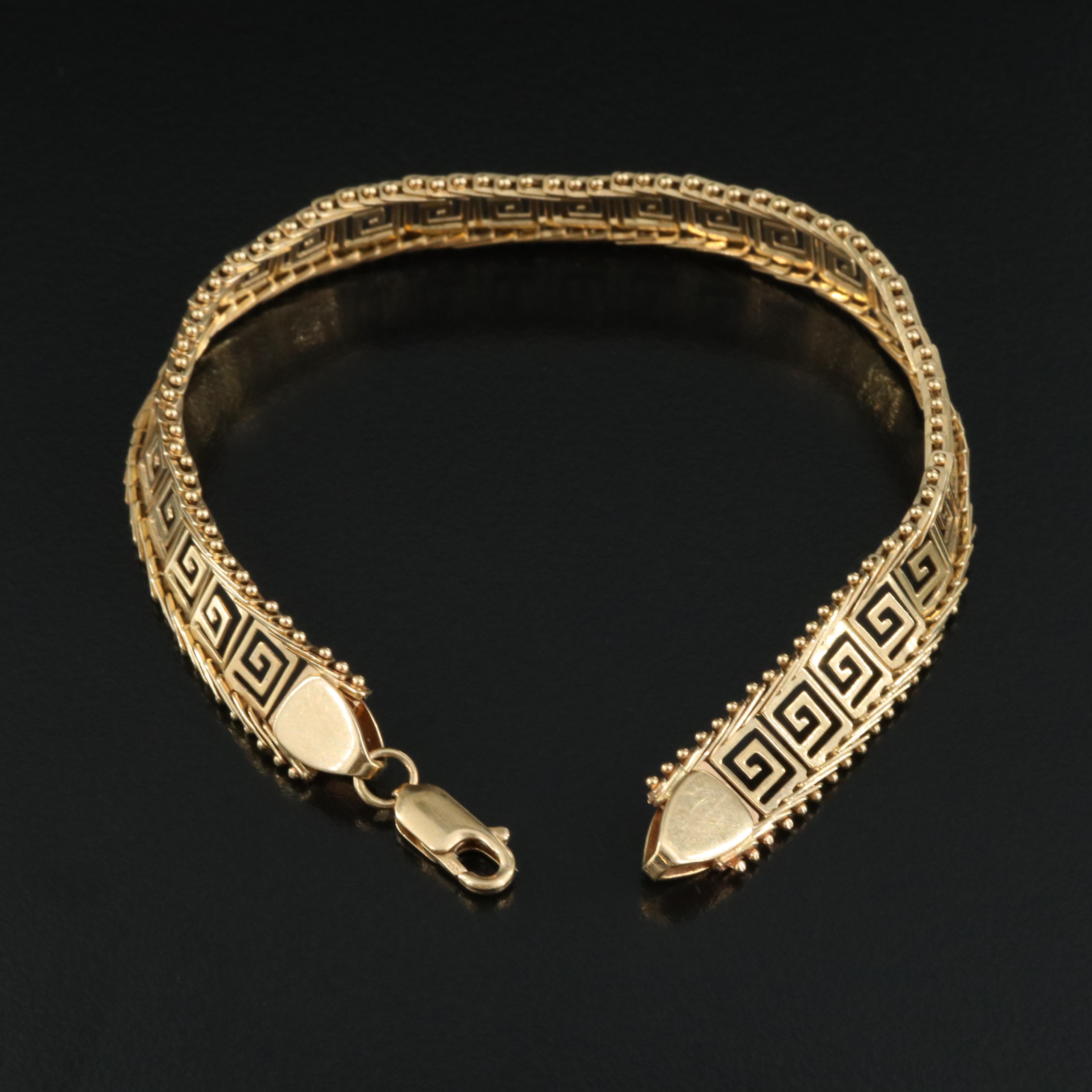 14K Greek Key Panel Bracelet