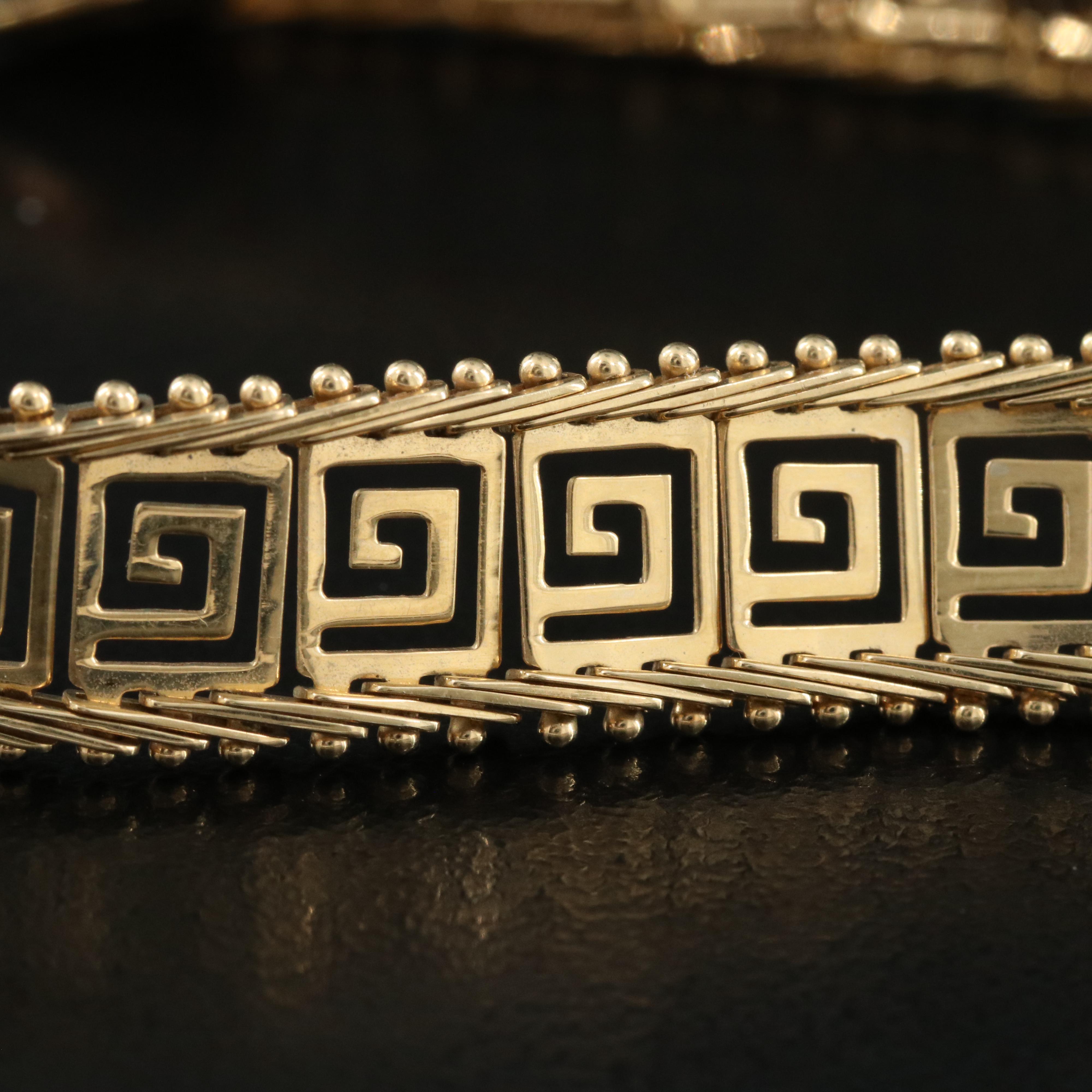 14K Greek Key Panel Bracelet