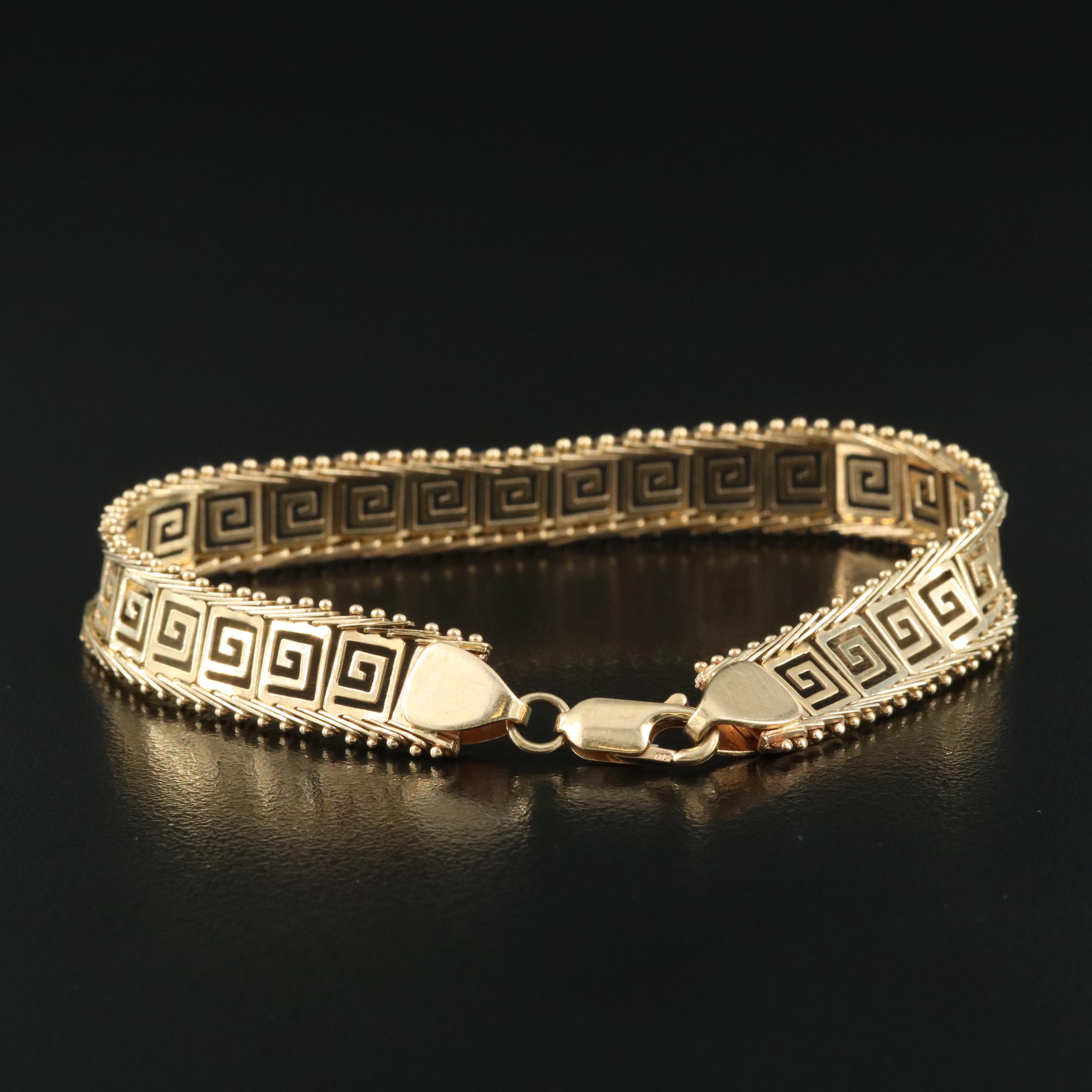 14K Greek Key Panel Bracelet