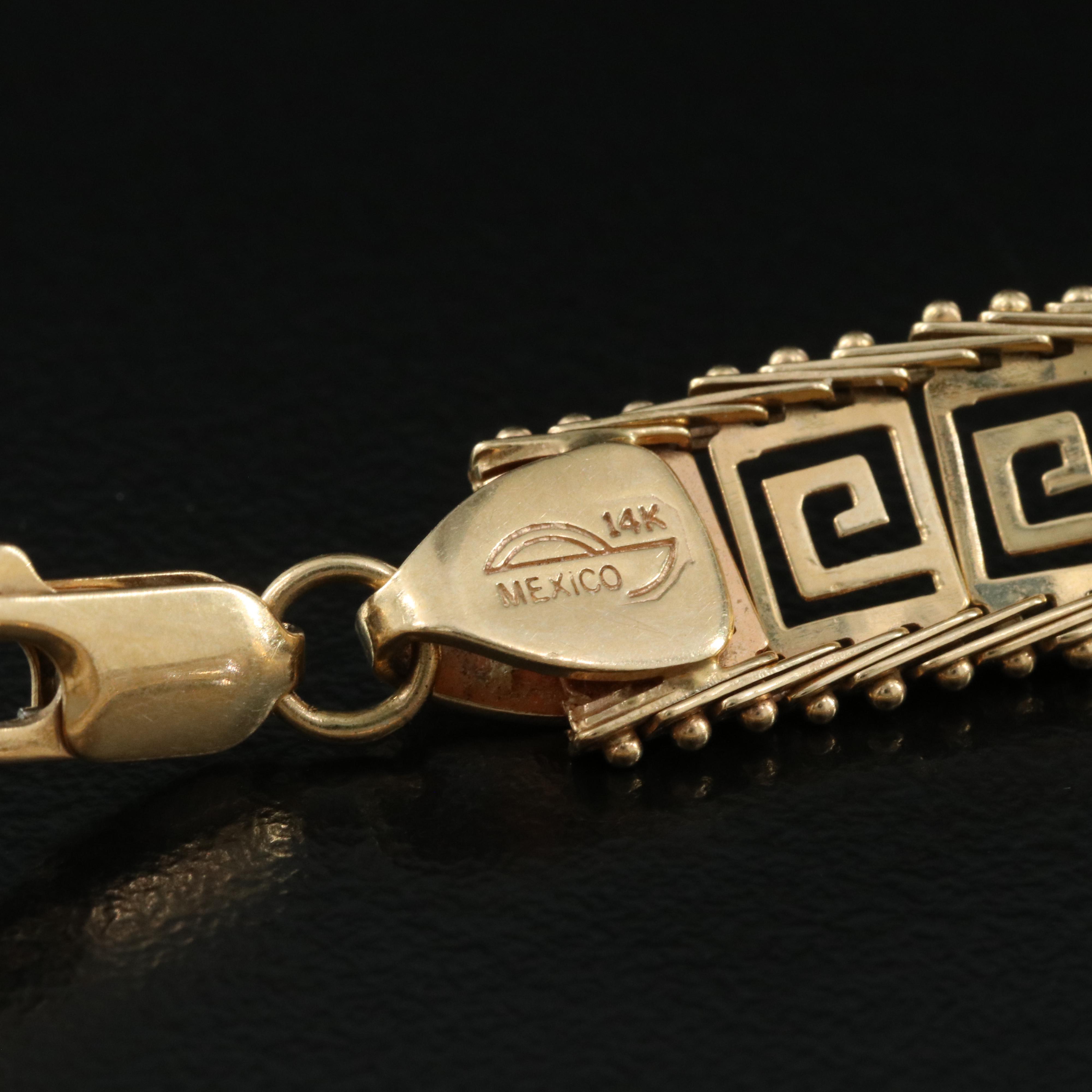 14K Greek Key Panel Bracelet