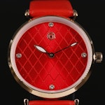 Magnicor Wristwatch with Red Argyle Dial and Strap