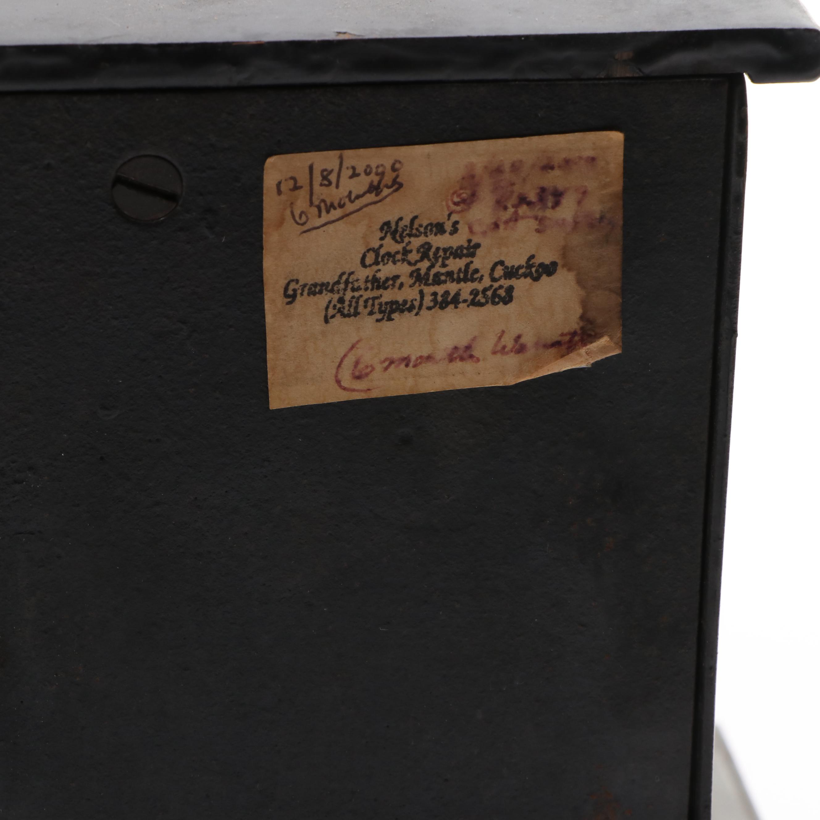 Ansonia Metal Pillar Mantel Clock with Brass Barometer