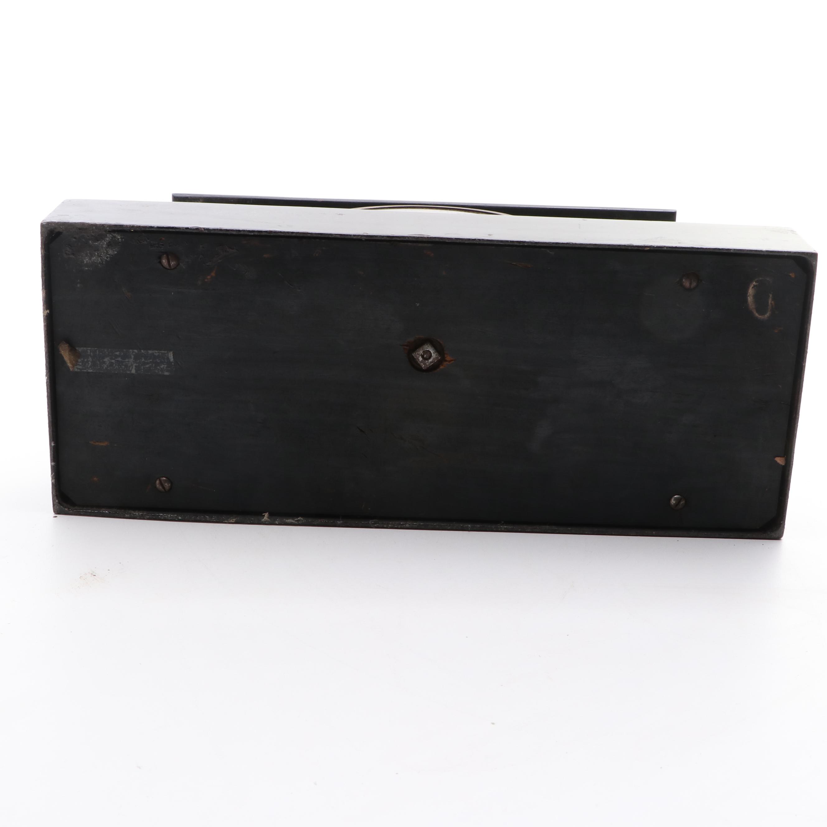 Ansonia Metal Pillar Mantel Clock with Brass Barometer