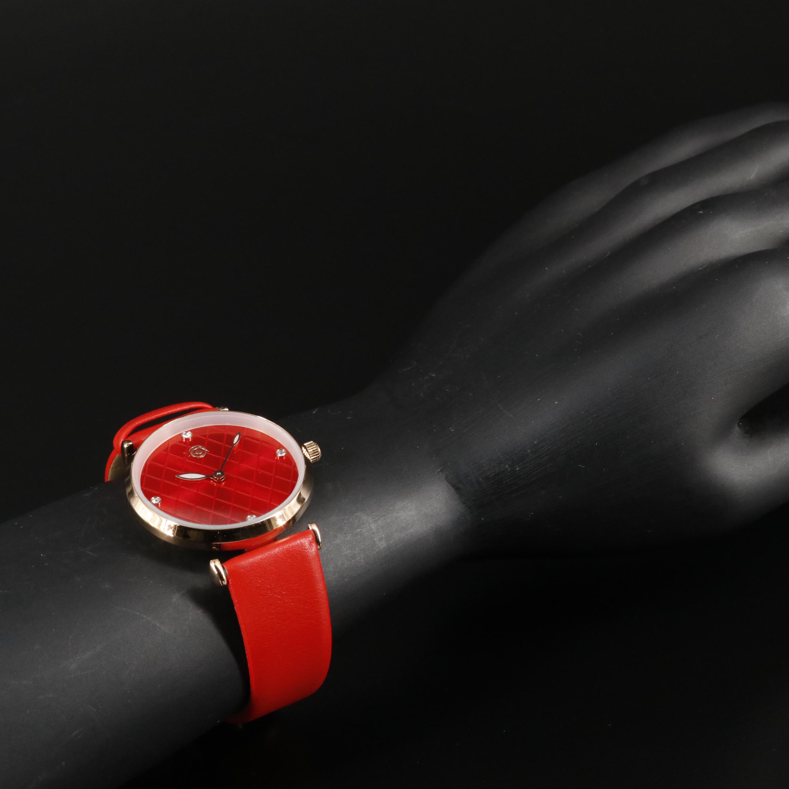 Magnicor Watch with Red Argyle Dial and Strap