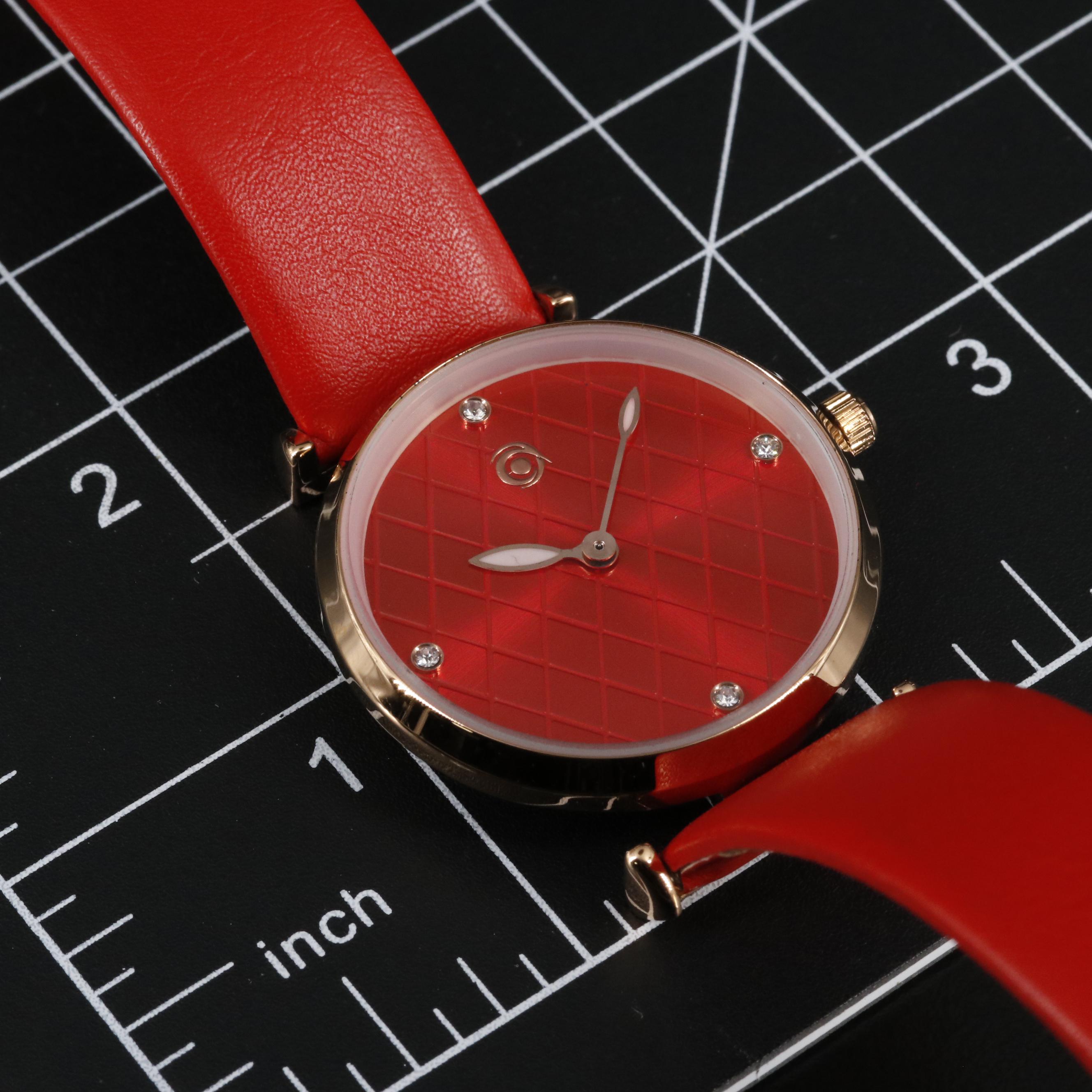 Magnicor Watch with Red Argyle Dial and Strap