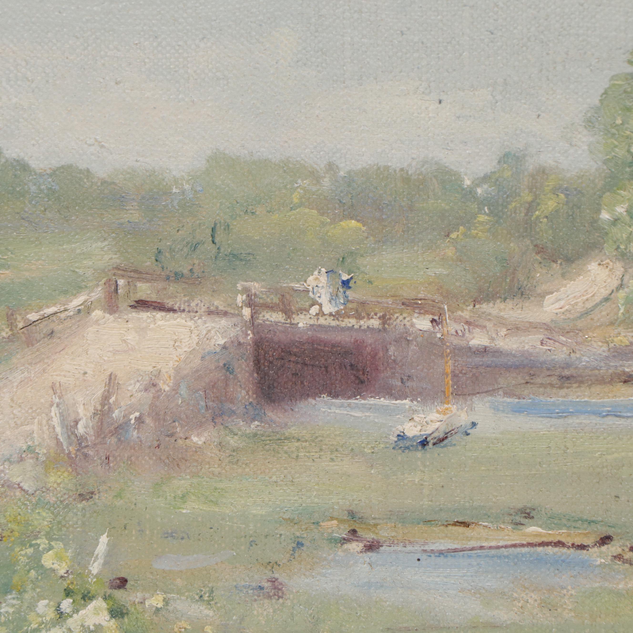 Henry Ahl Landscape With Bridge and Figures Oil Painting  Everything 