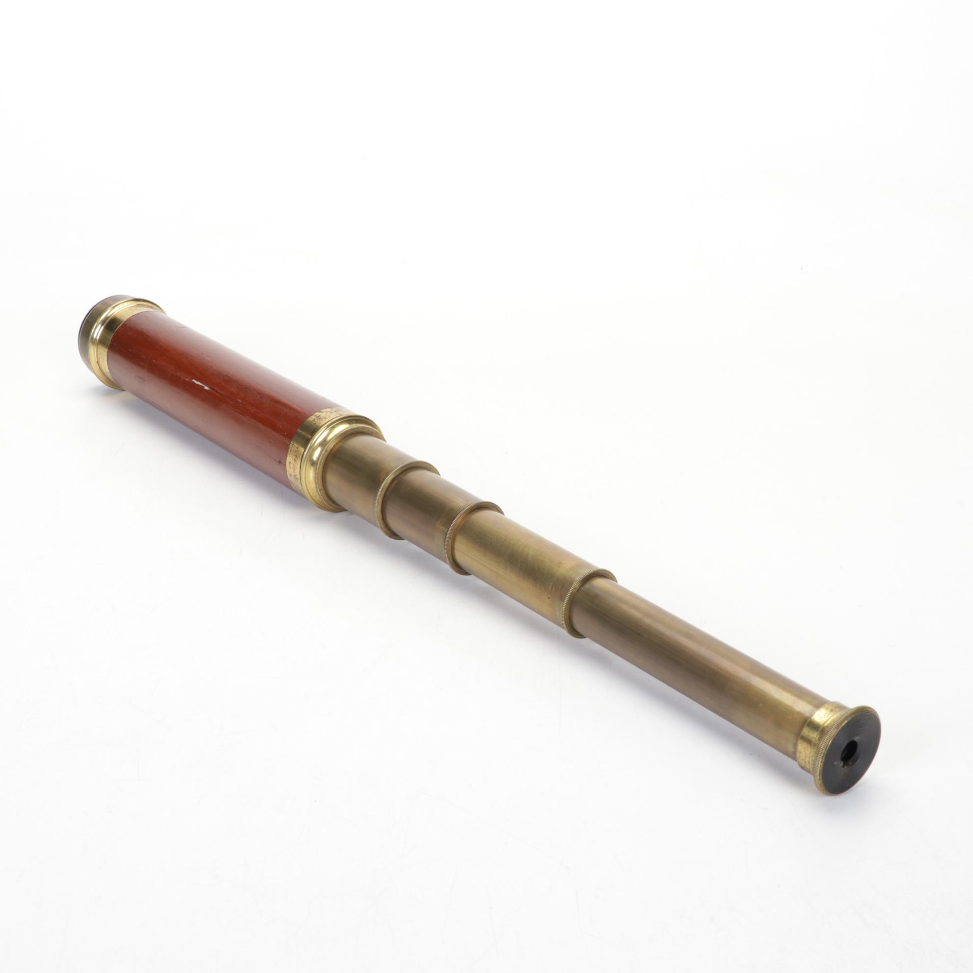 Brass and Wood Telescoping Nautical Spyglass With Four Extentions