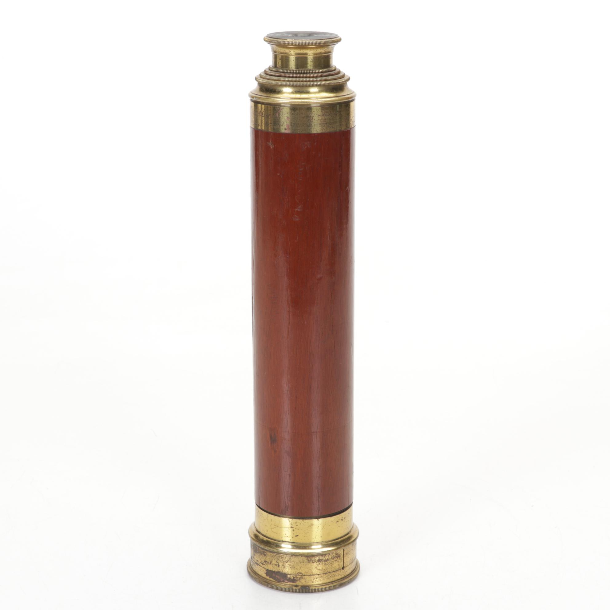 Brass and Wood Telescoping Nautical Spyglass With Four Extentions