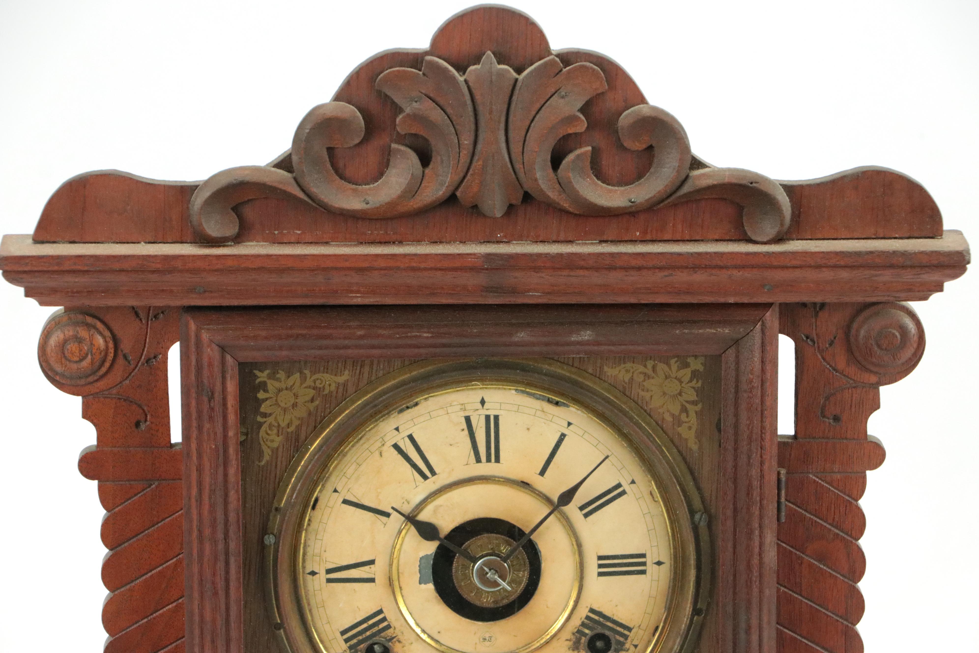 Seth Thomas Mahogany Gingerbread Mantel Clock, Late 19th/ Early 20th