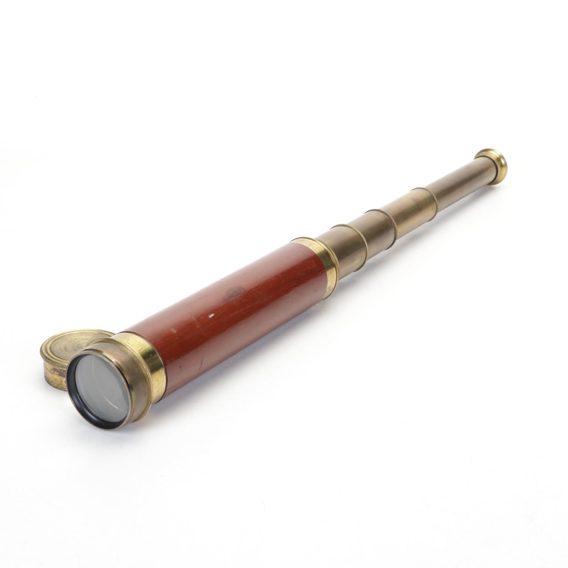Brass and Wood Telescoping Nautical Spyglass With Four Extentions
