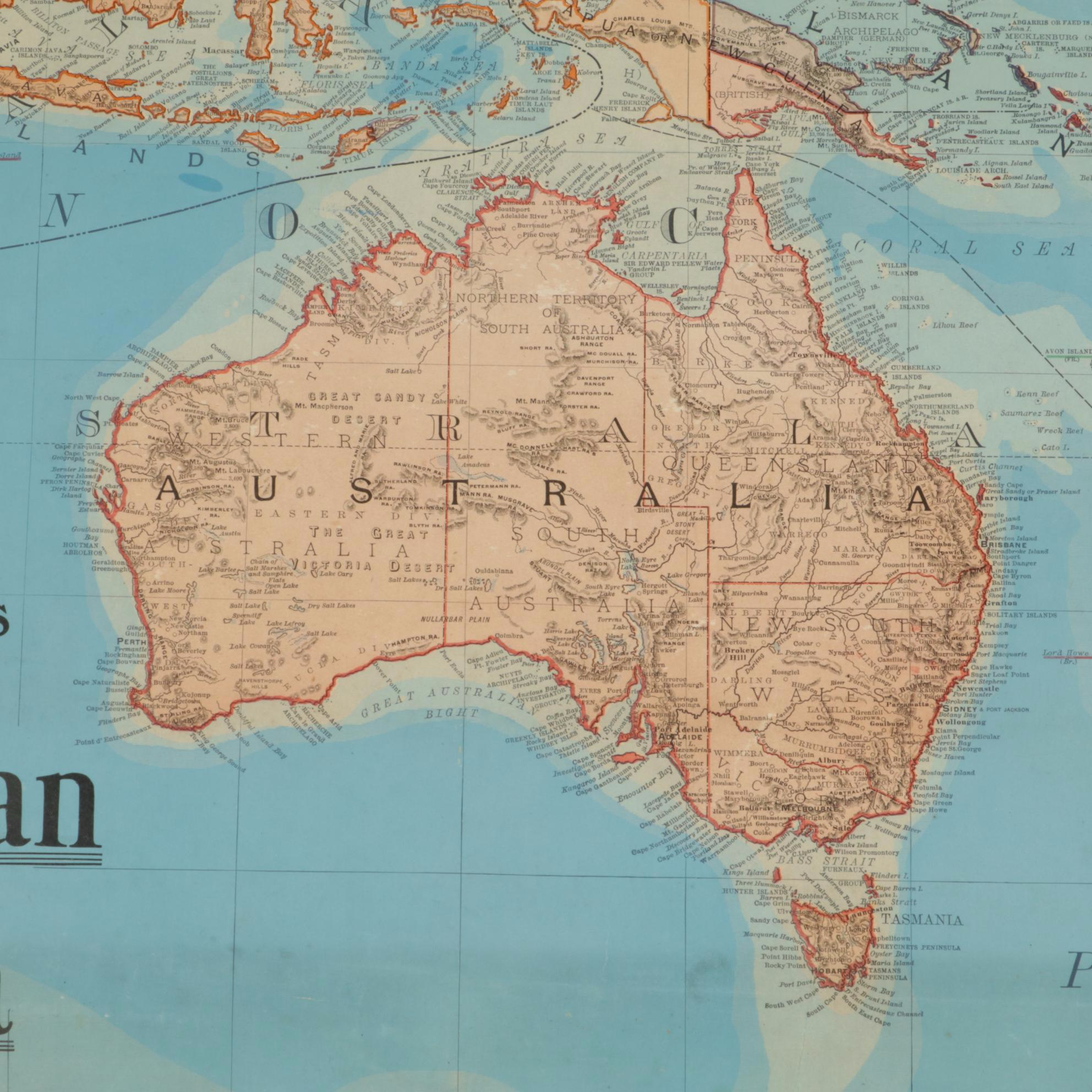 Retractable Rand McNally Wall Map of Pacific Ocean and Australia in Casing, 1904