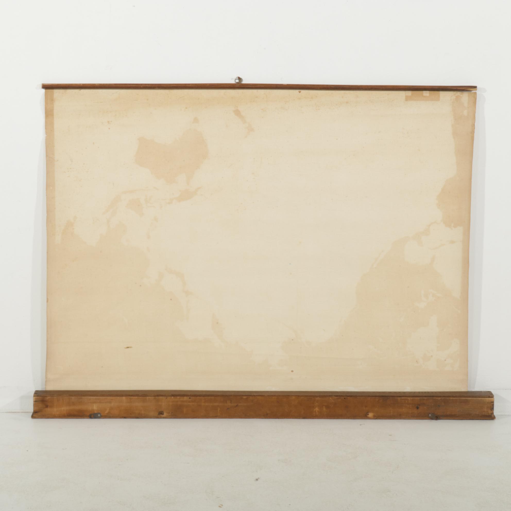 Retractable Rand McNally Wall Map of Pacific Ocean and Australia in Casing, 1904