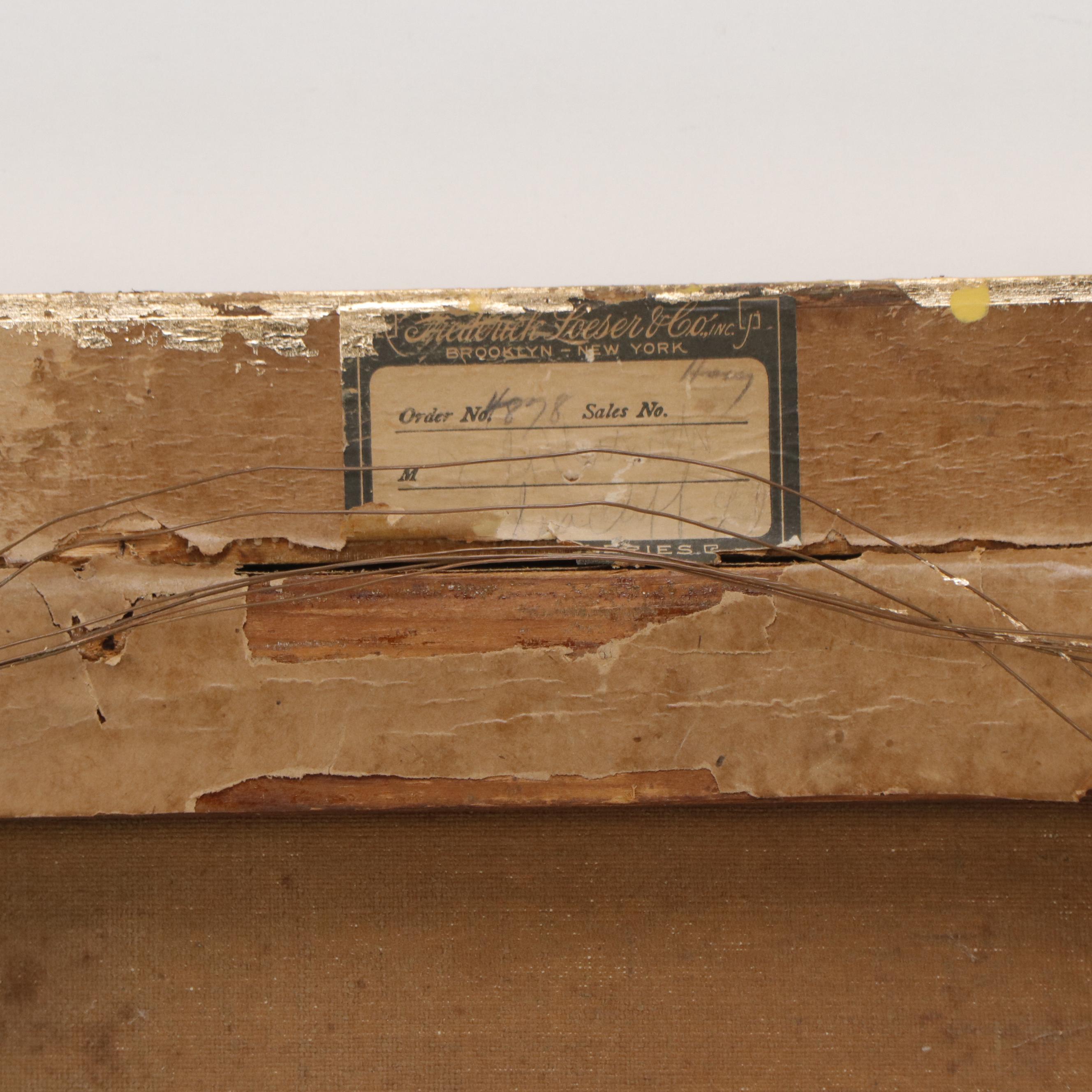 Snowy Winter Landscape Oil Painting, Circa 1900