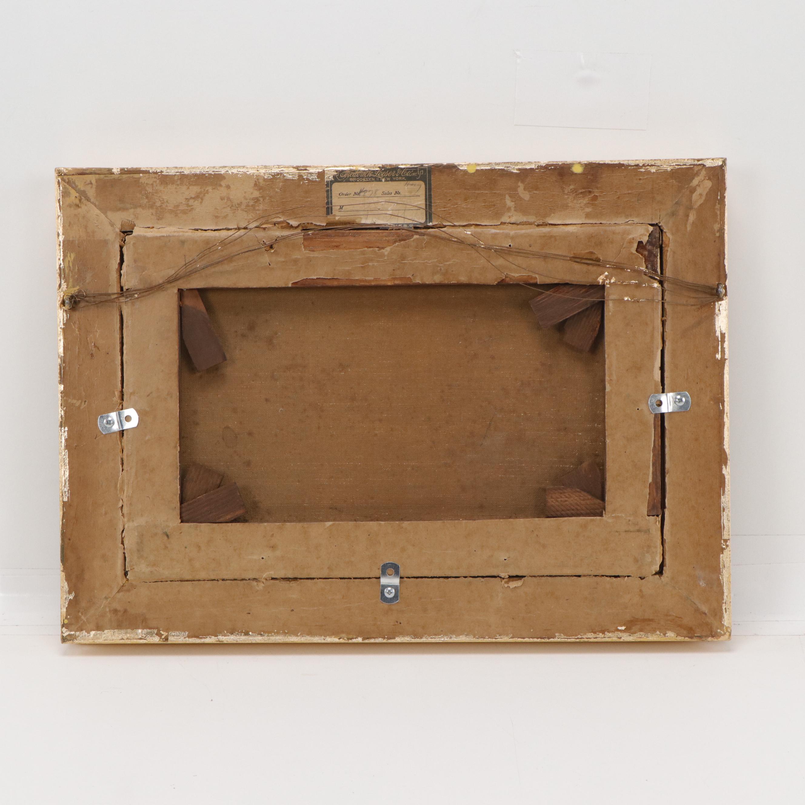 Snowy Winter Landscape Oil Painting, Circa 1900