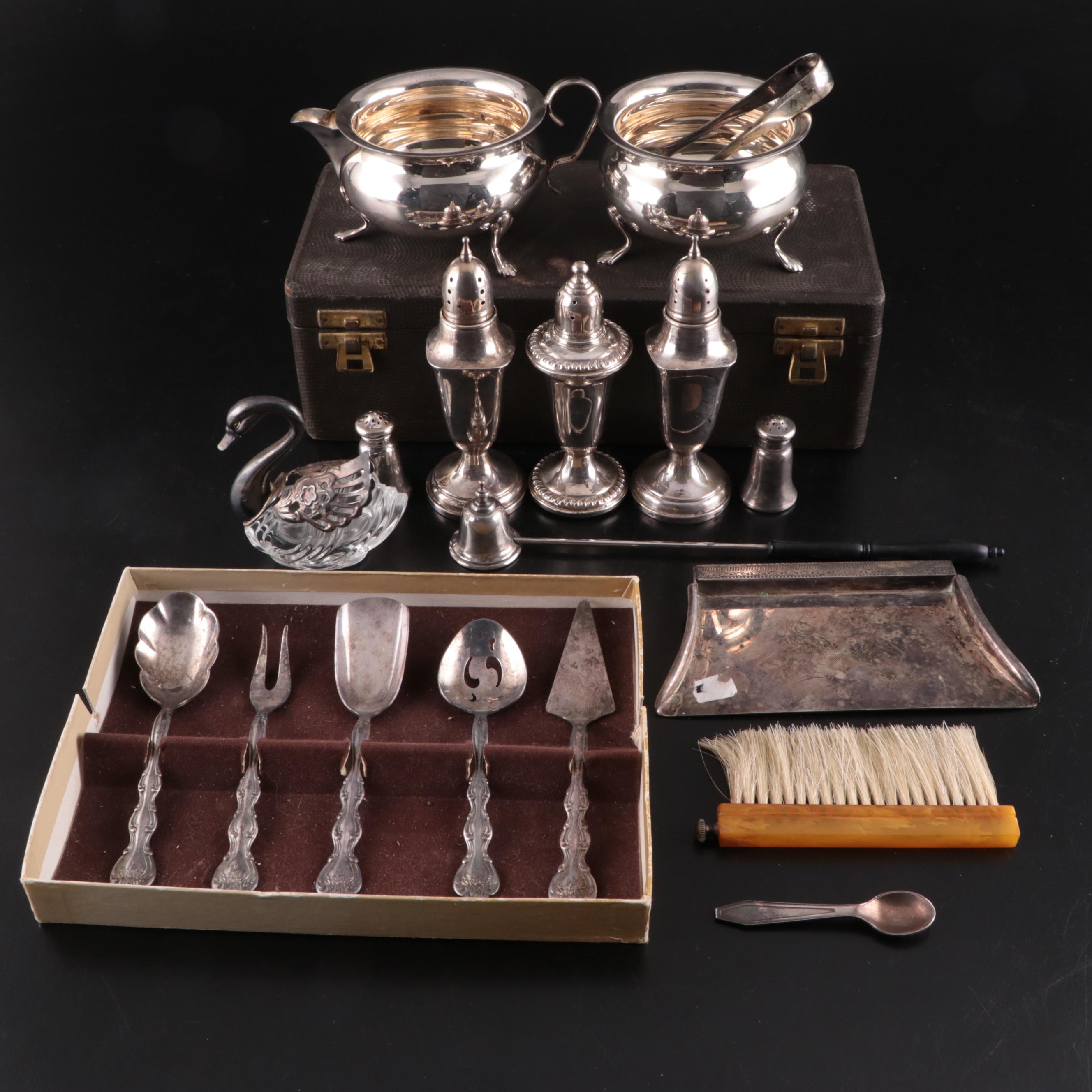 Gorham Sterling Silver Candle Snuffer with Other Sterling and Plate Tableware