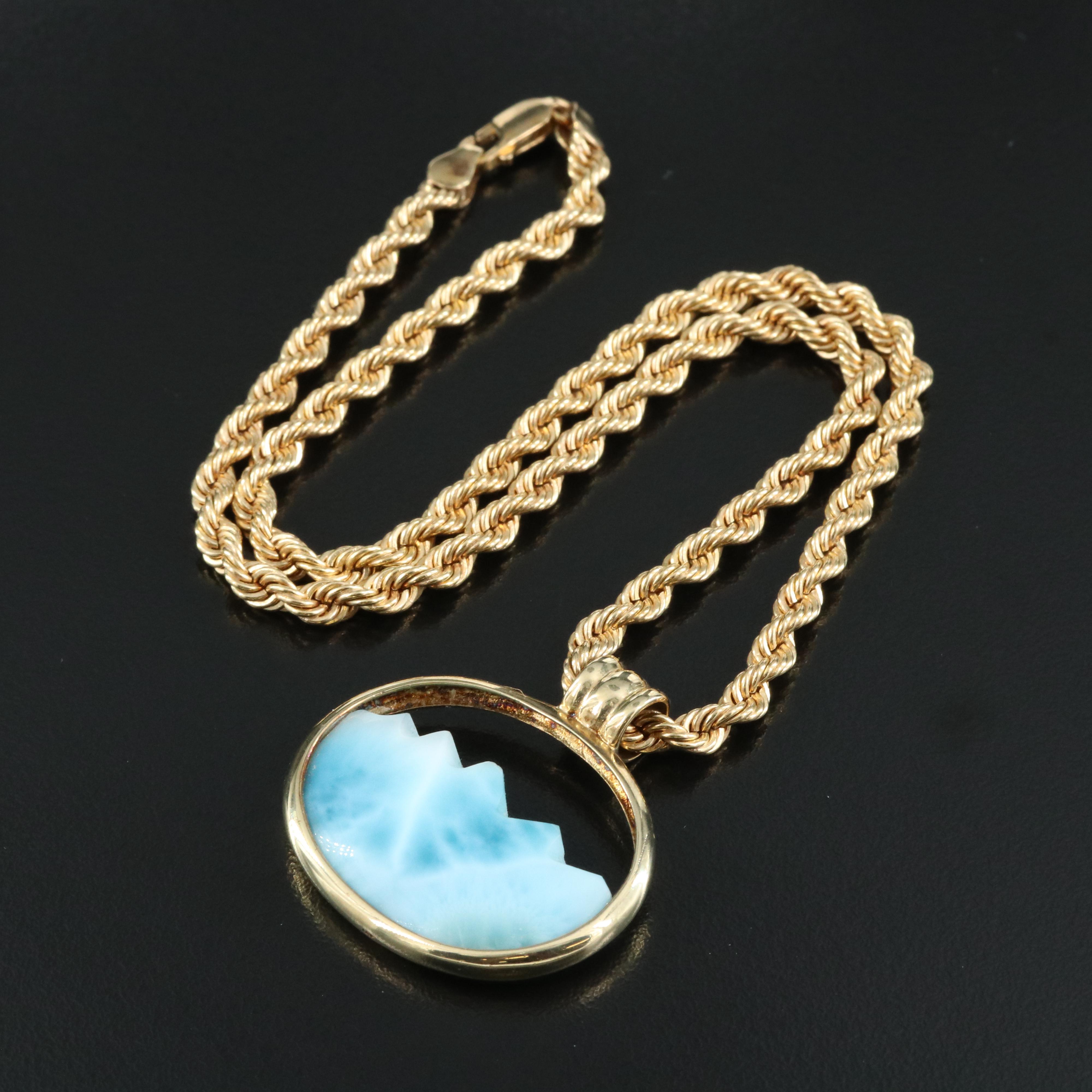 14K Larimar Necklace