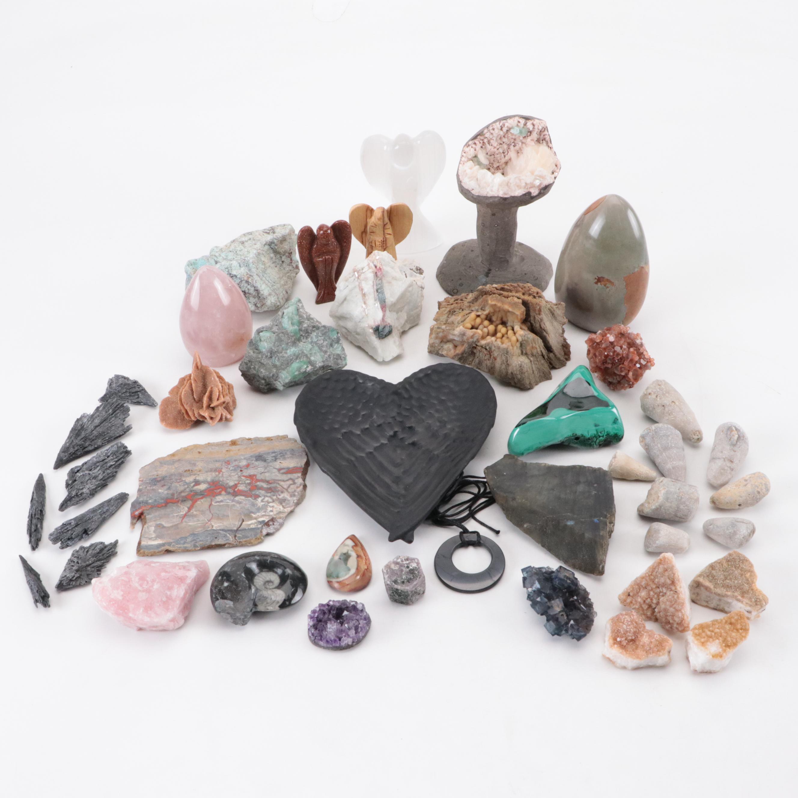 Hand Carved Stone Chalice with Malachite, Emerald and Other Mineral Specimens