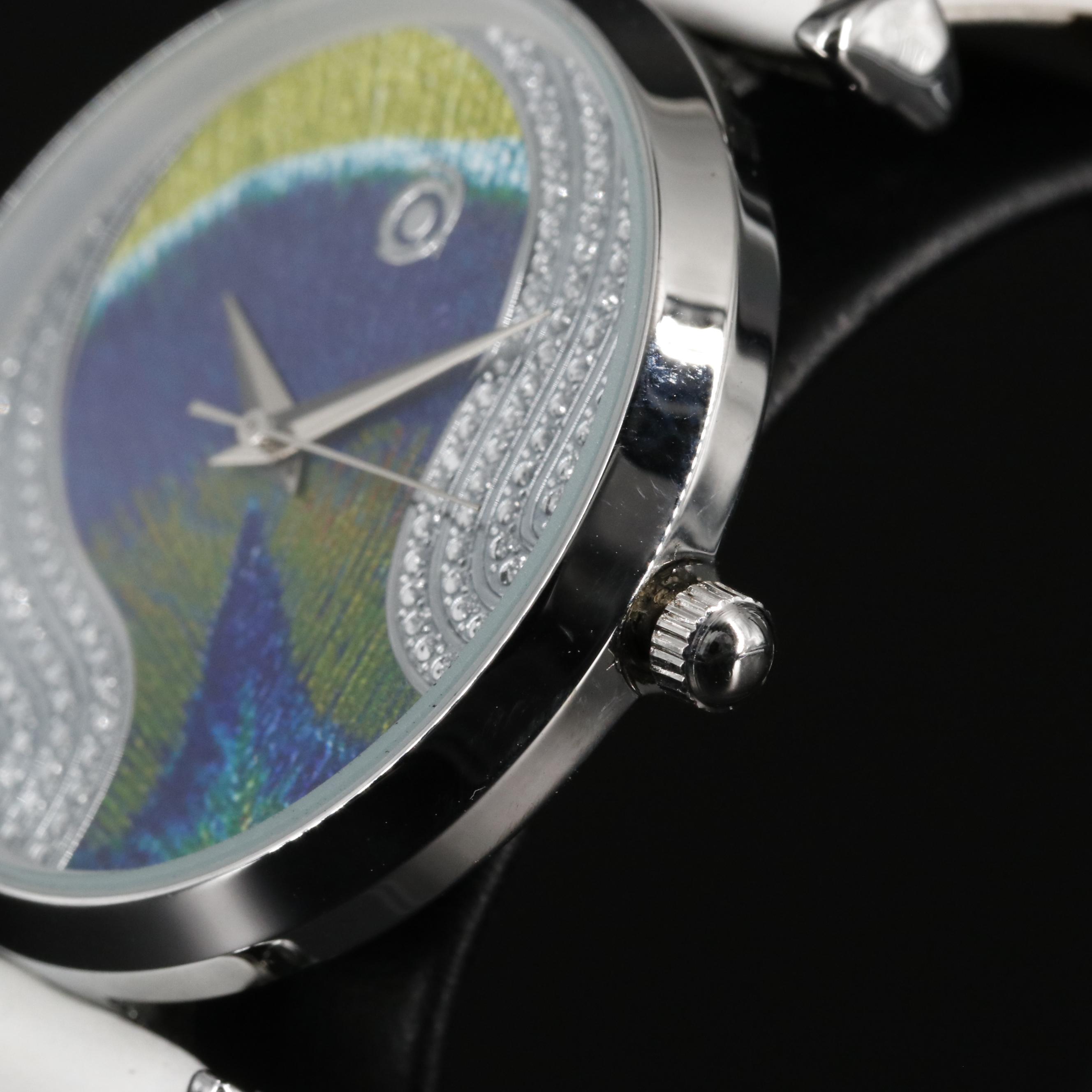 Magnicor Peacock Watch with Swarovski Crystals and White Band