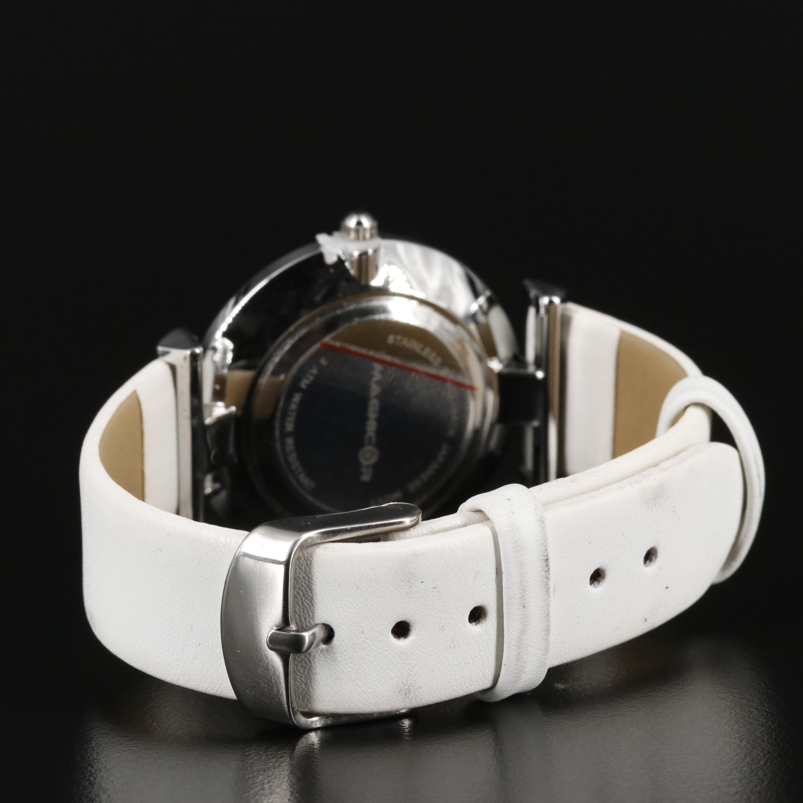 Magnicor Peacock Watch with Swarovski Crystals and White Band