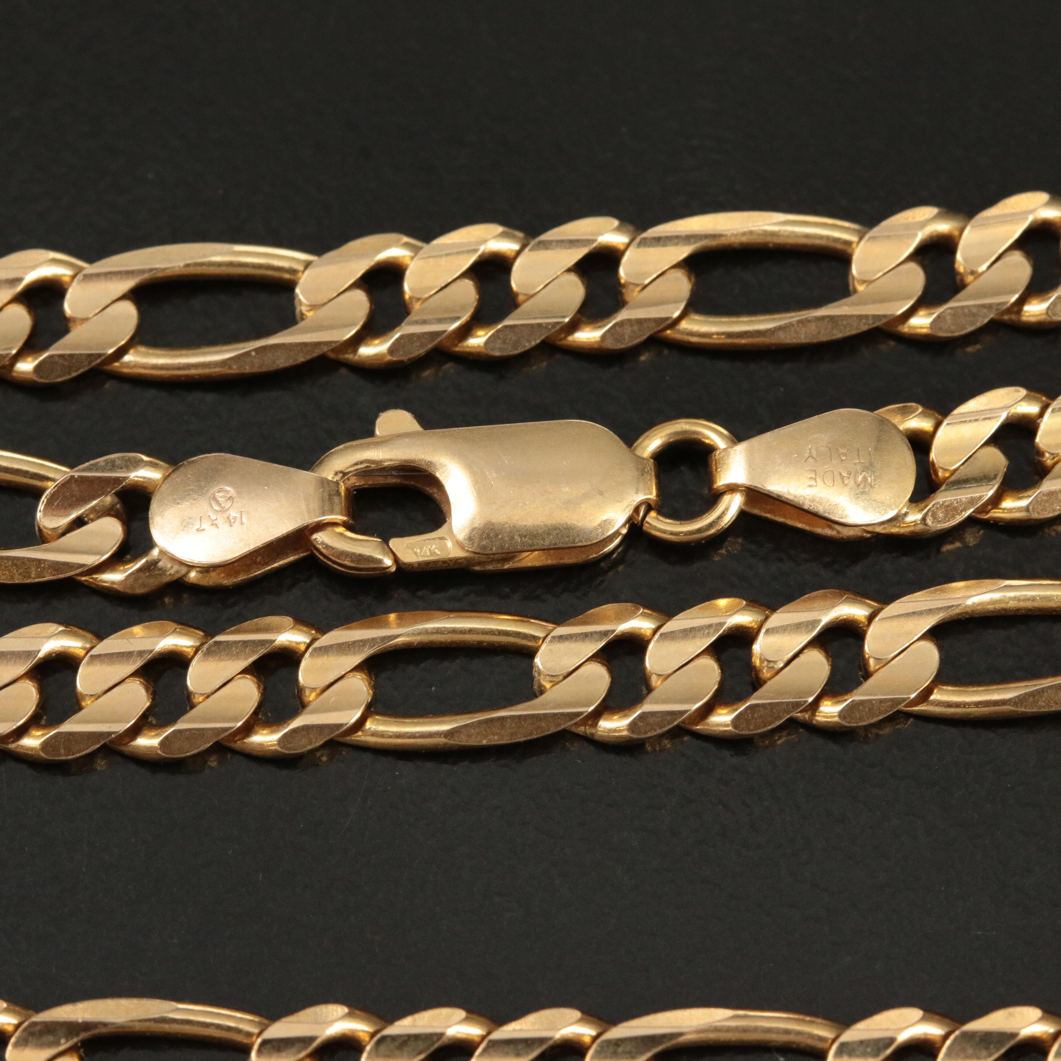 14K Amber and 0.33 CTW Diamond Pendant on Figaro Chain