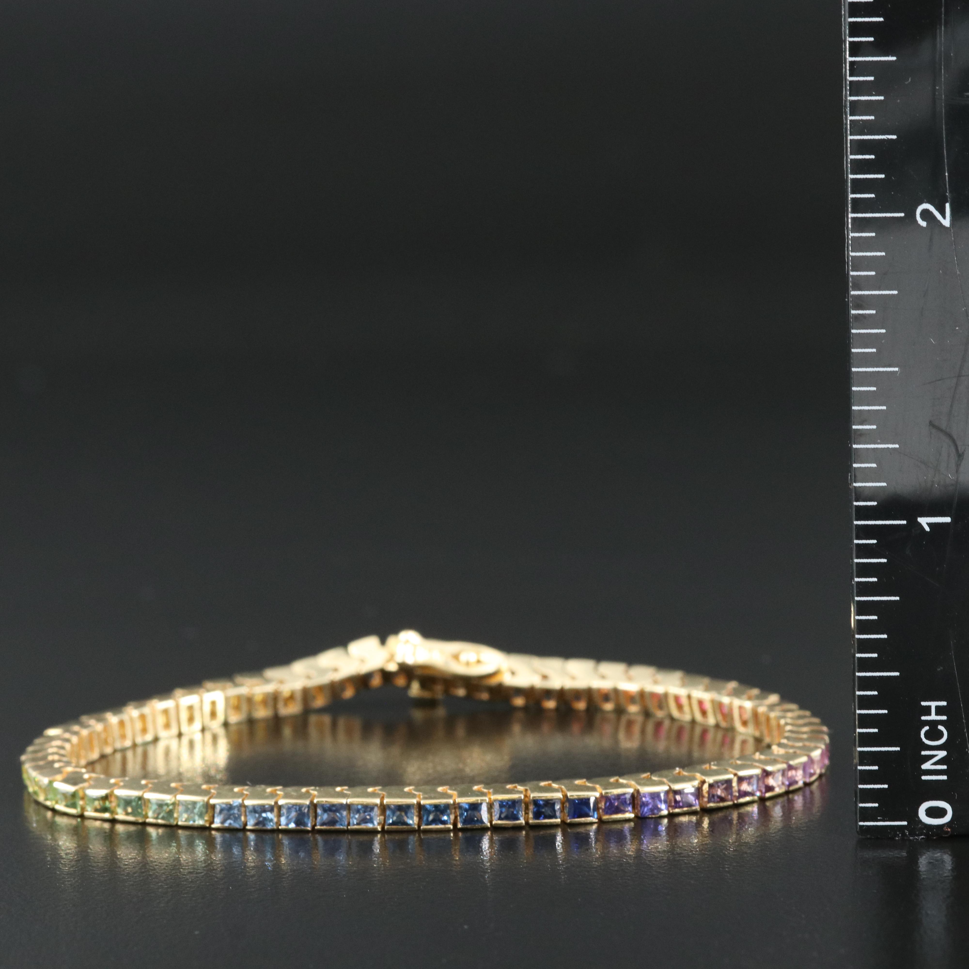 18K  Sapphire and Ruby Gradient Line Bracelet