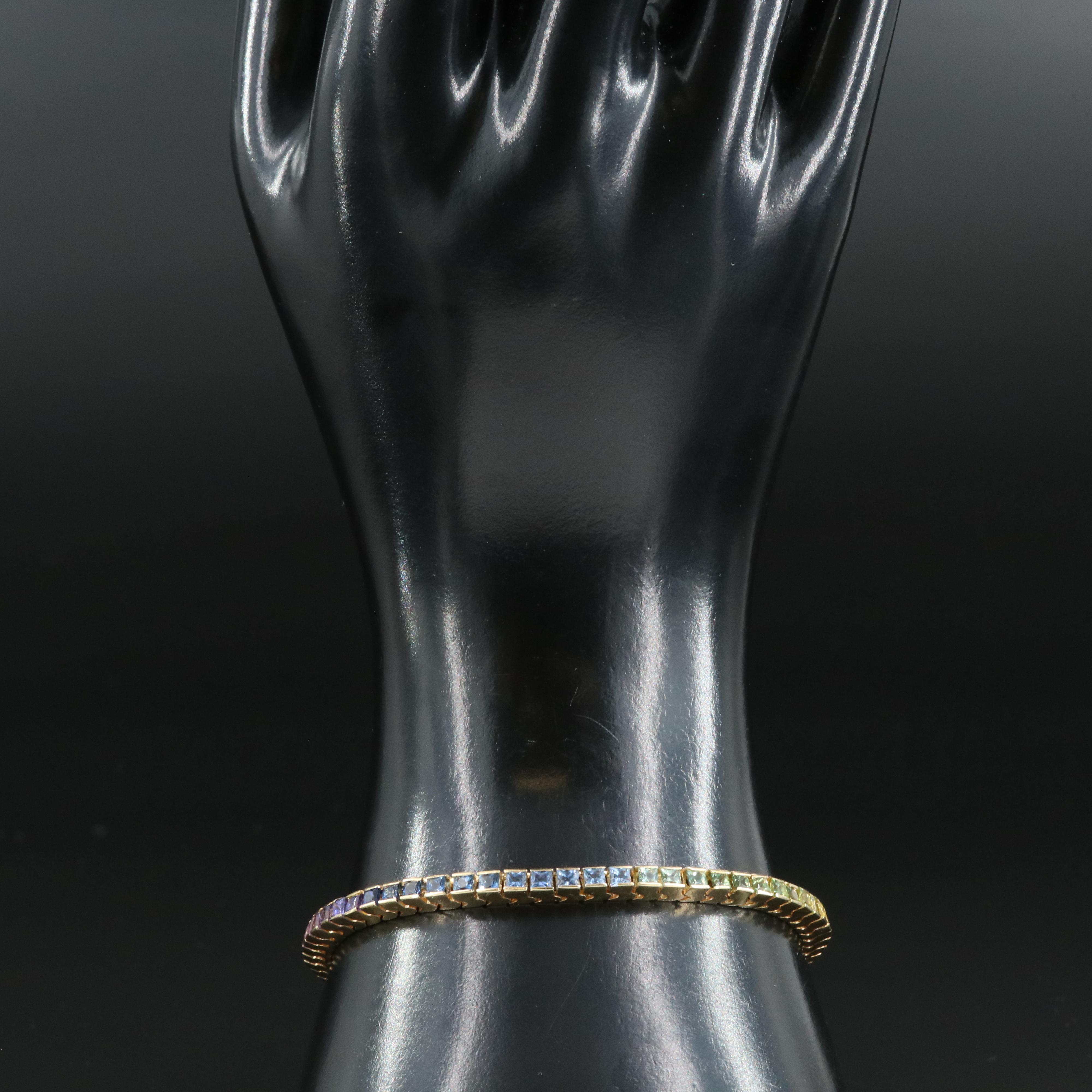 18K  Sapphire and Ruby Gradient Line Bracelet