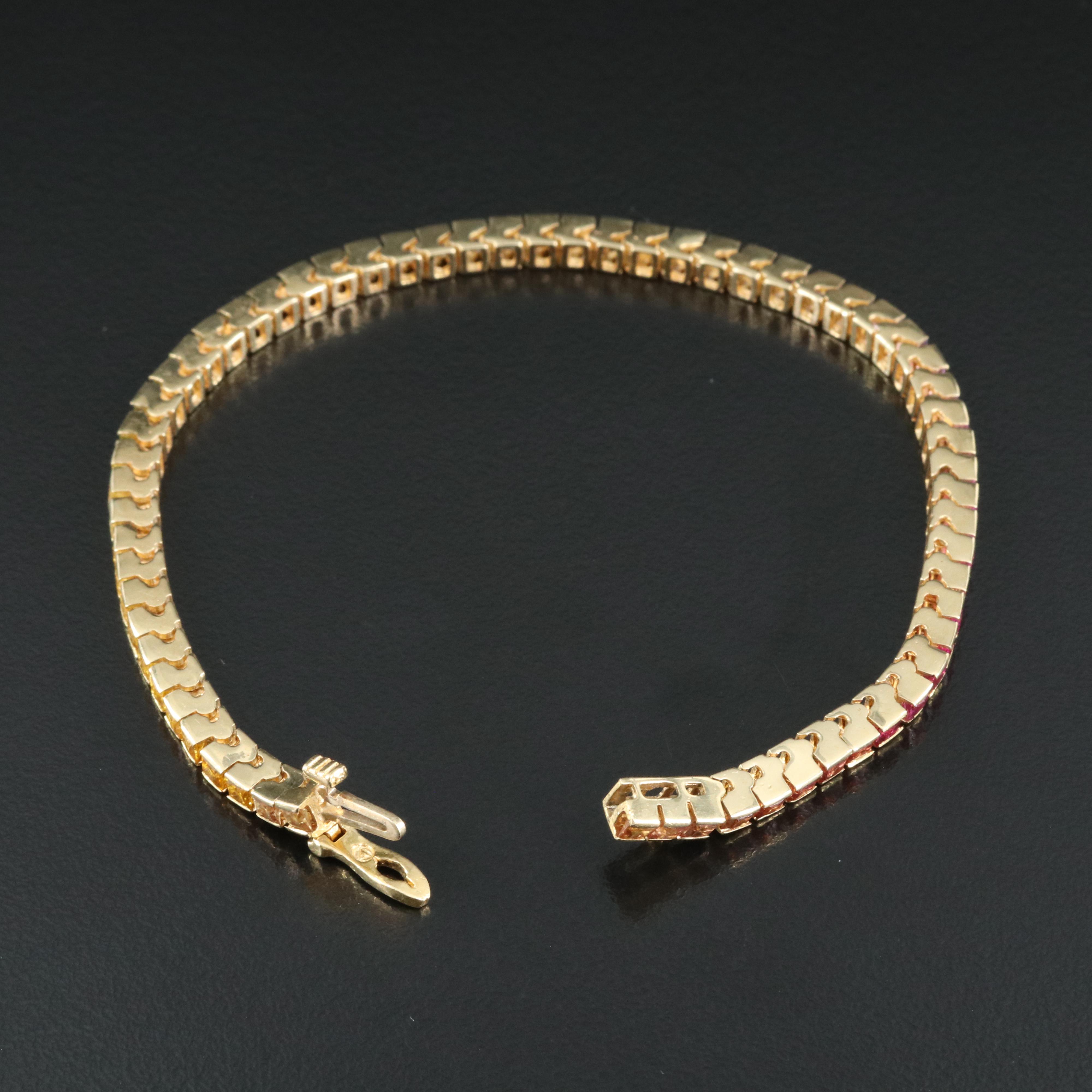 18K  Sapphire and Ruby Gradient Line Bracelet