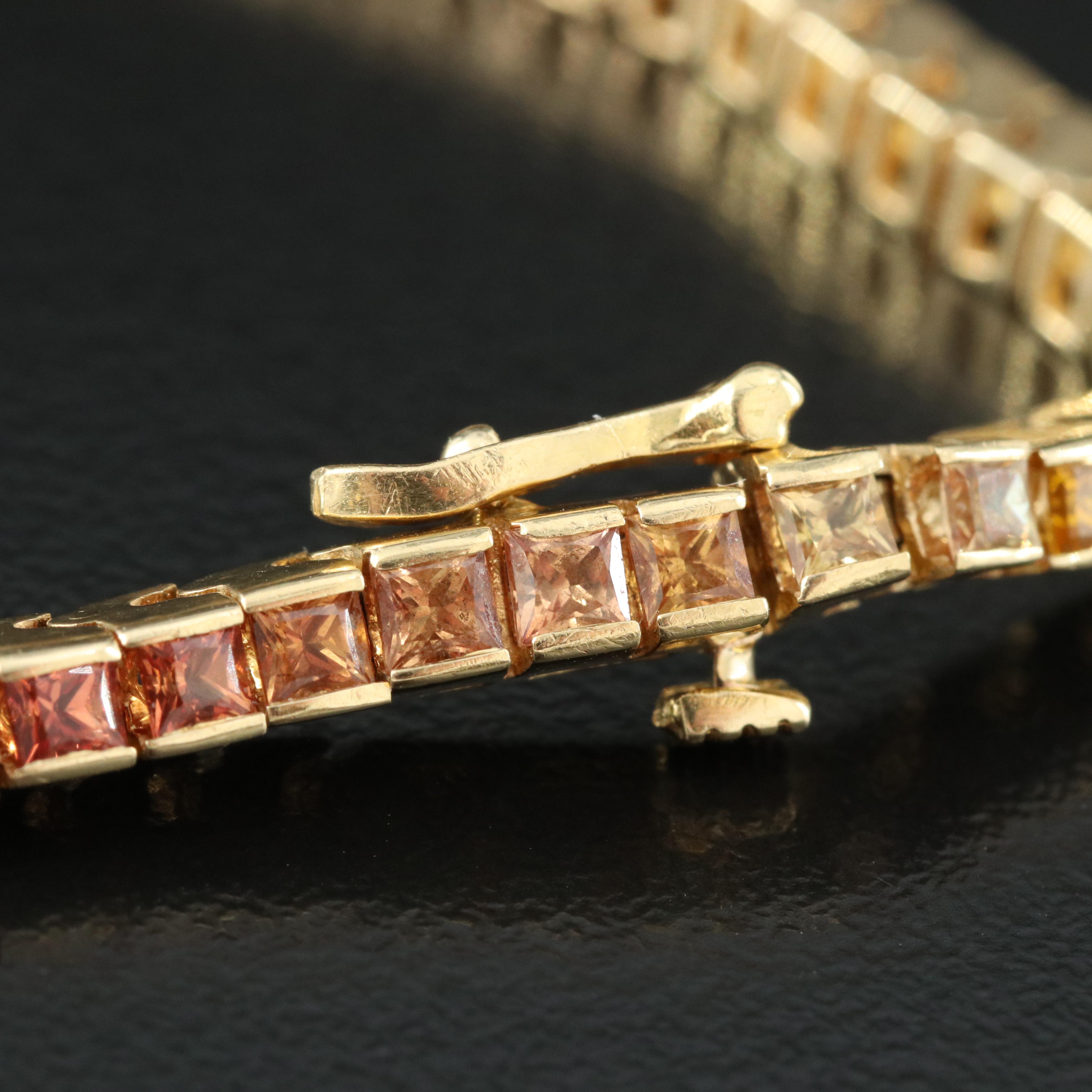 18K  Sapphire and Ruby Gradient Line Bracelet