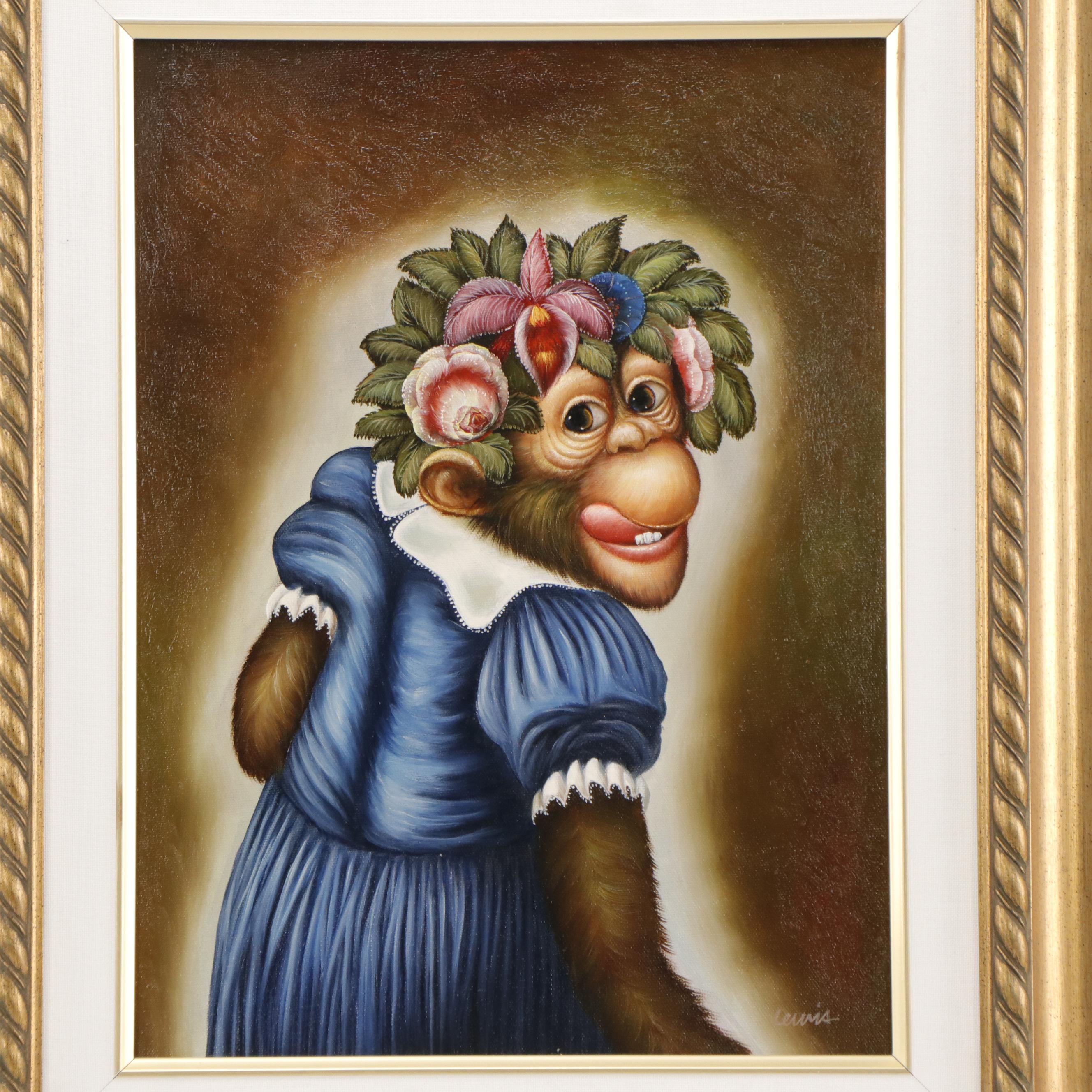 Anthropomorphic Monkey Portrait Oil Painting