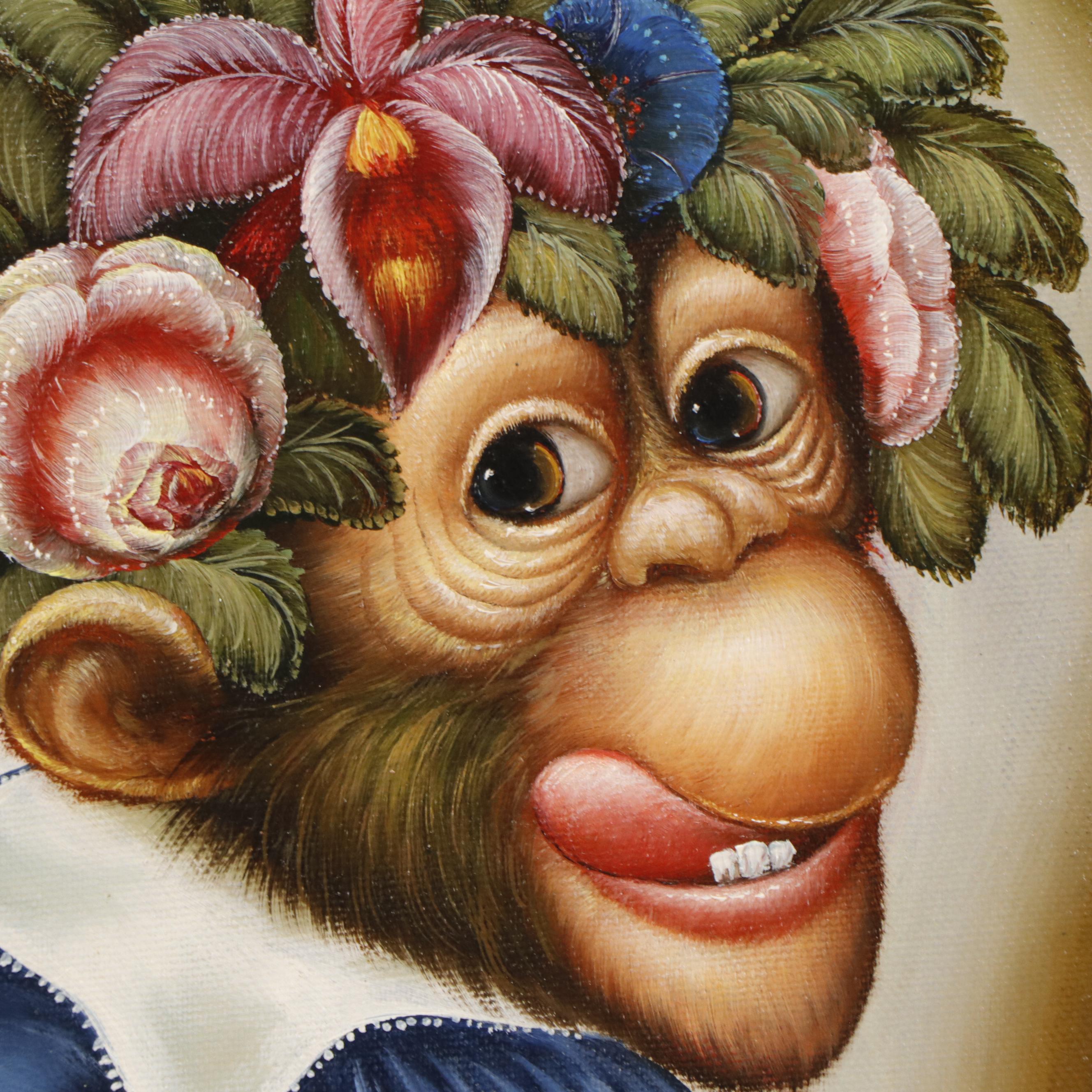 Anthropomorphic Monkey Portrait Oil Painting