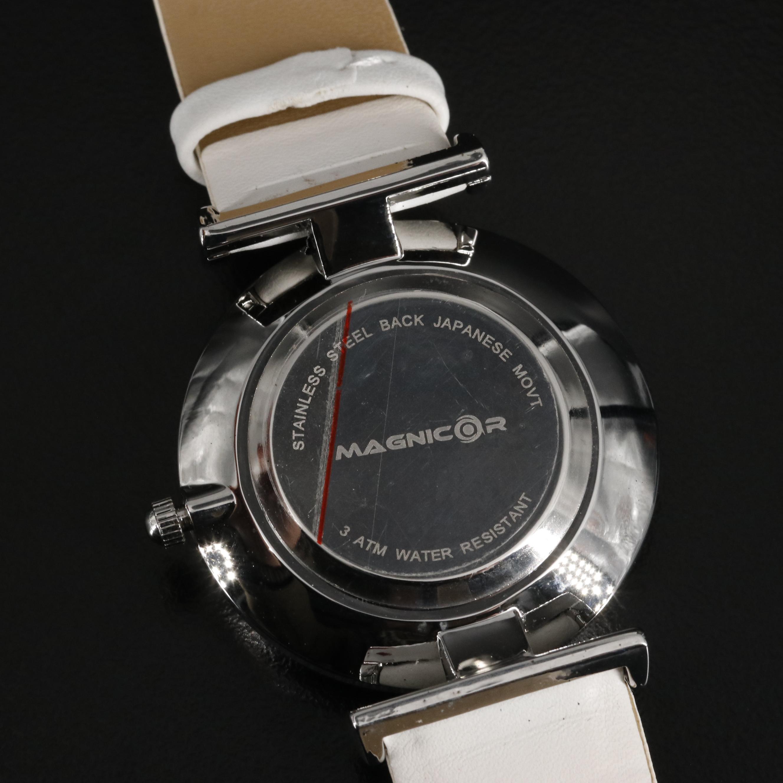 Magnicor Peacock Watch with Swarovski Crystals and White Band