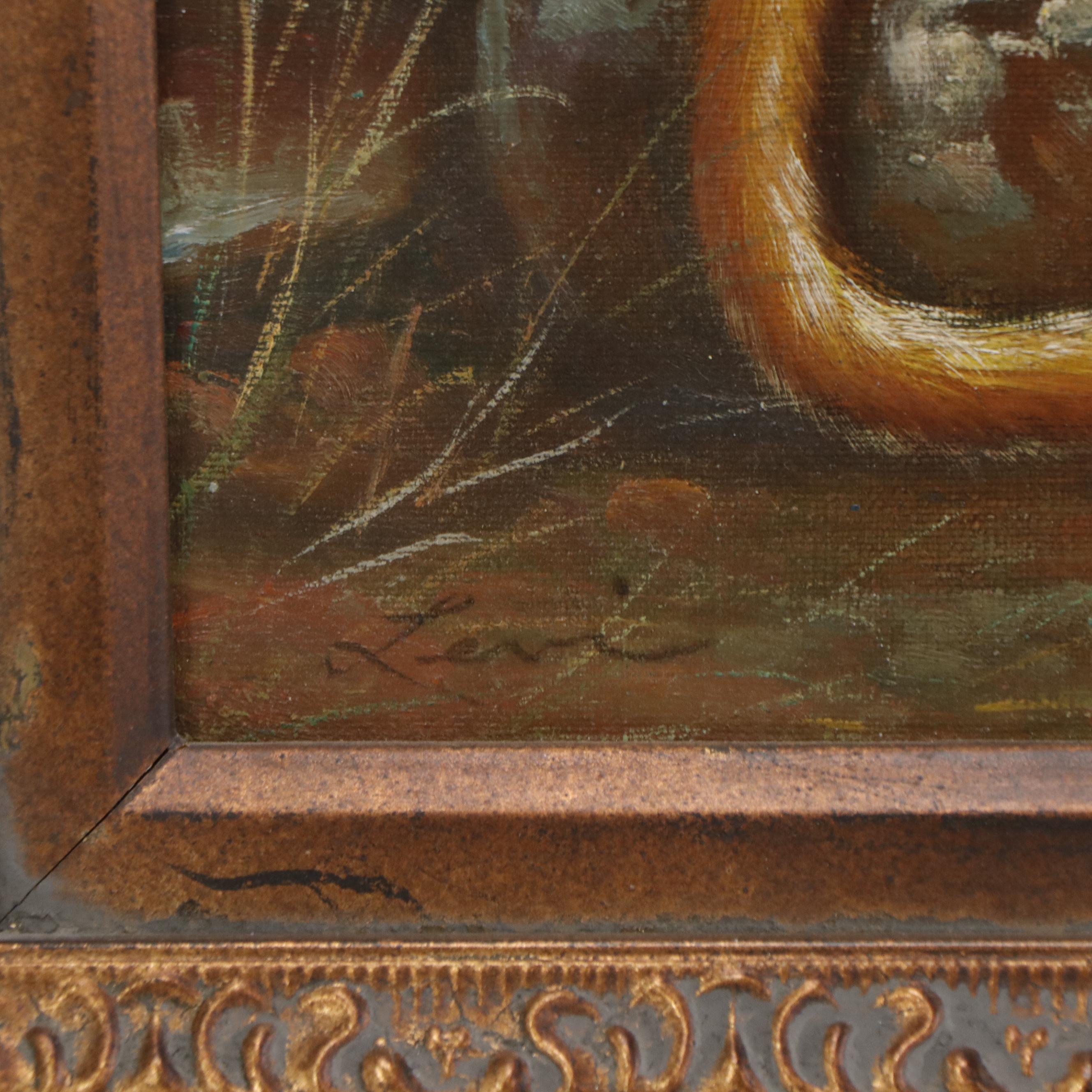 Levi Oil Painting of Monkey Eating an Apple