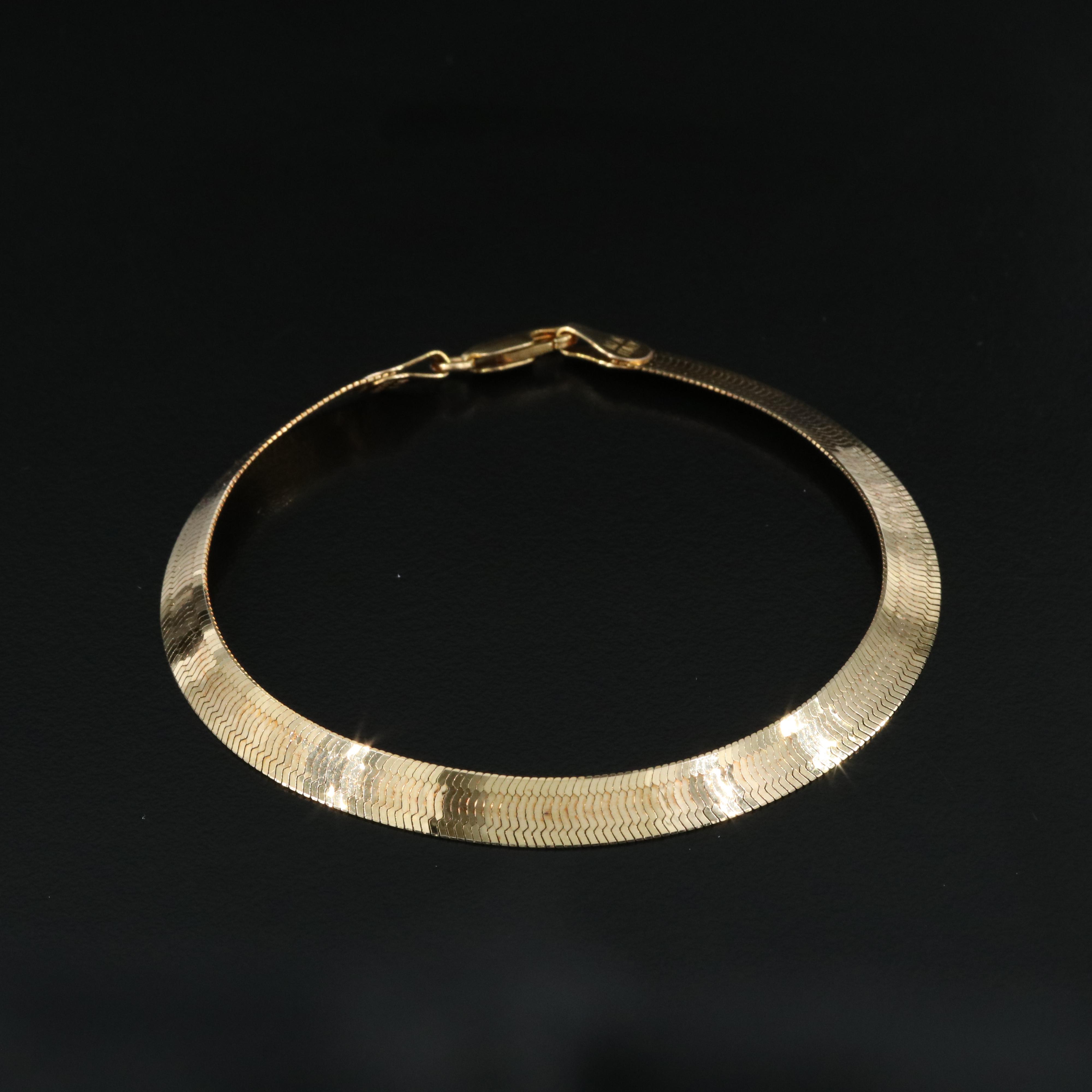 Italian 10K Herringbone Chain Bracelet