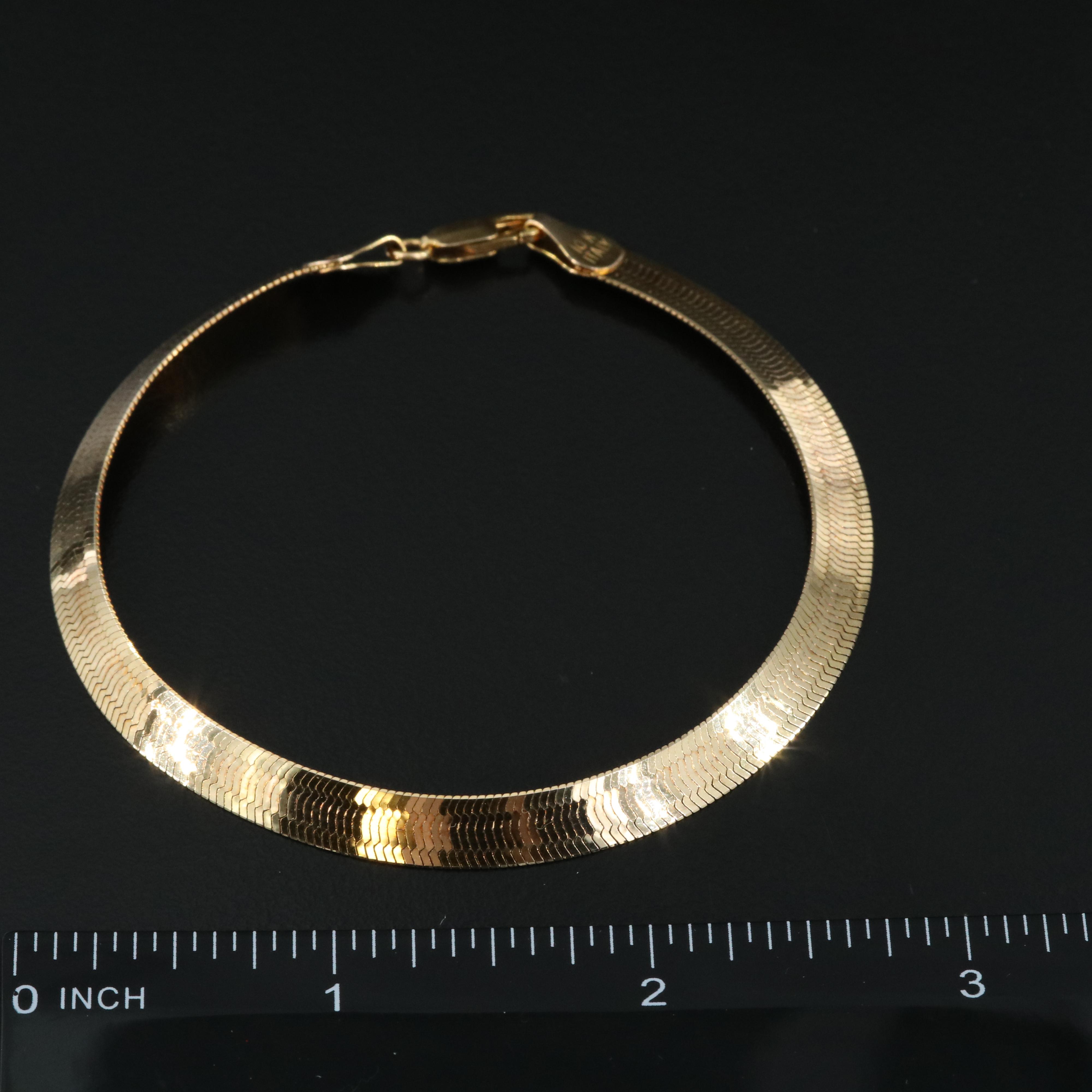 Italian 10K Herringbone Chain Bracelet