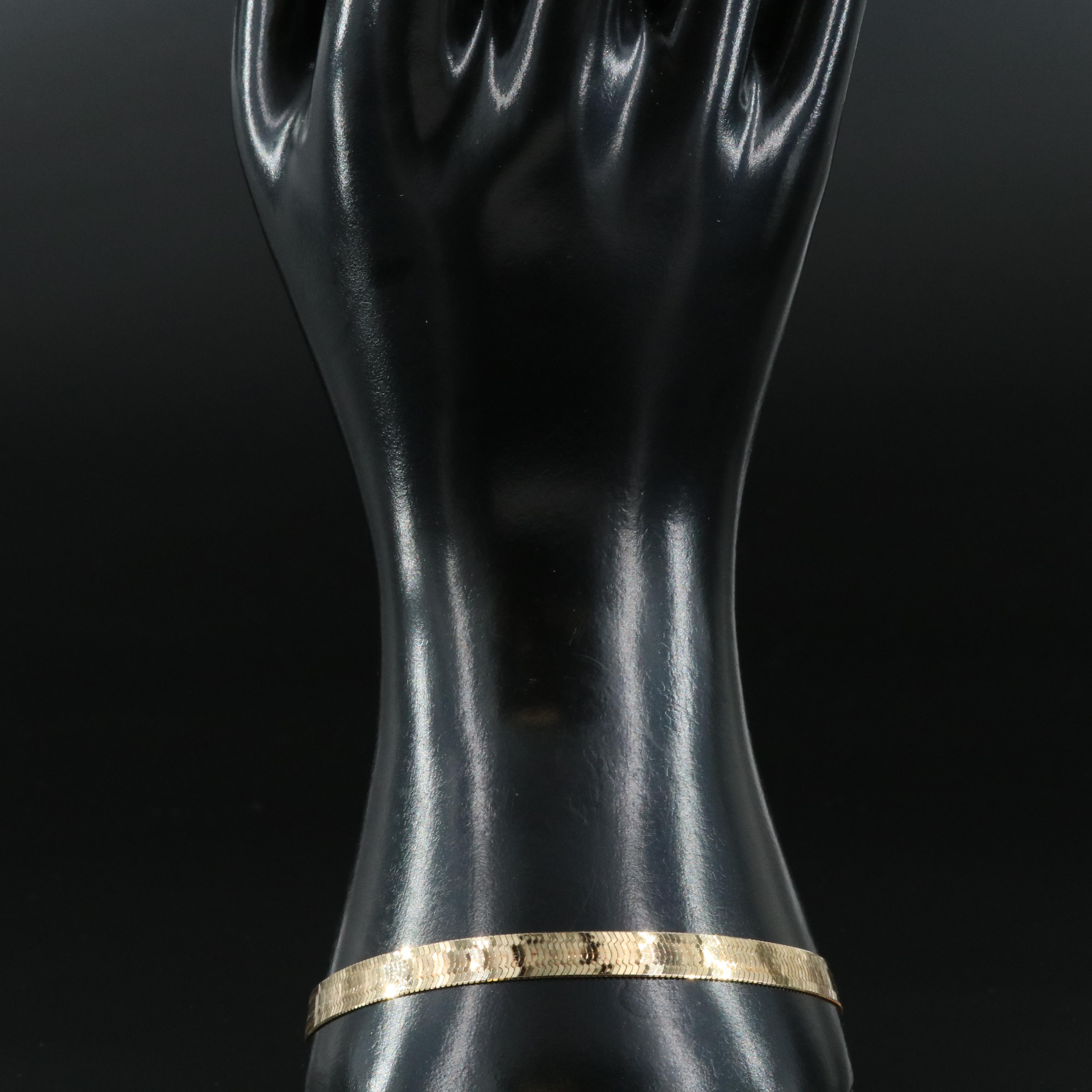 Italian 10K Herringbone Chain Bracelet