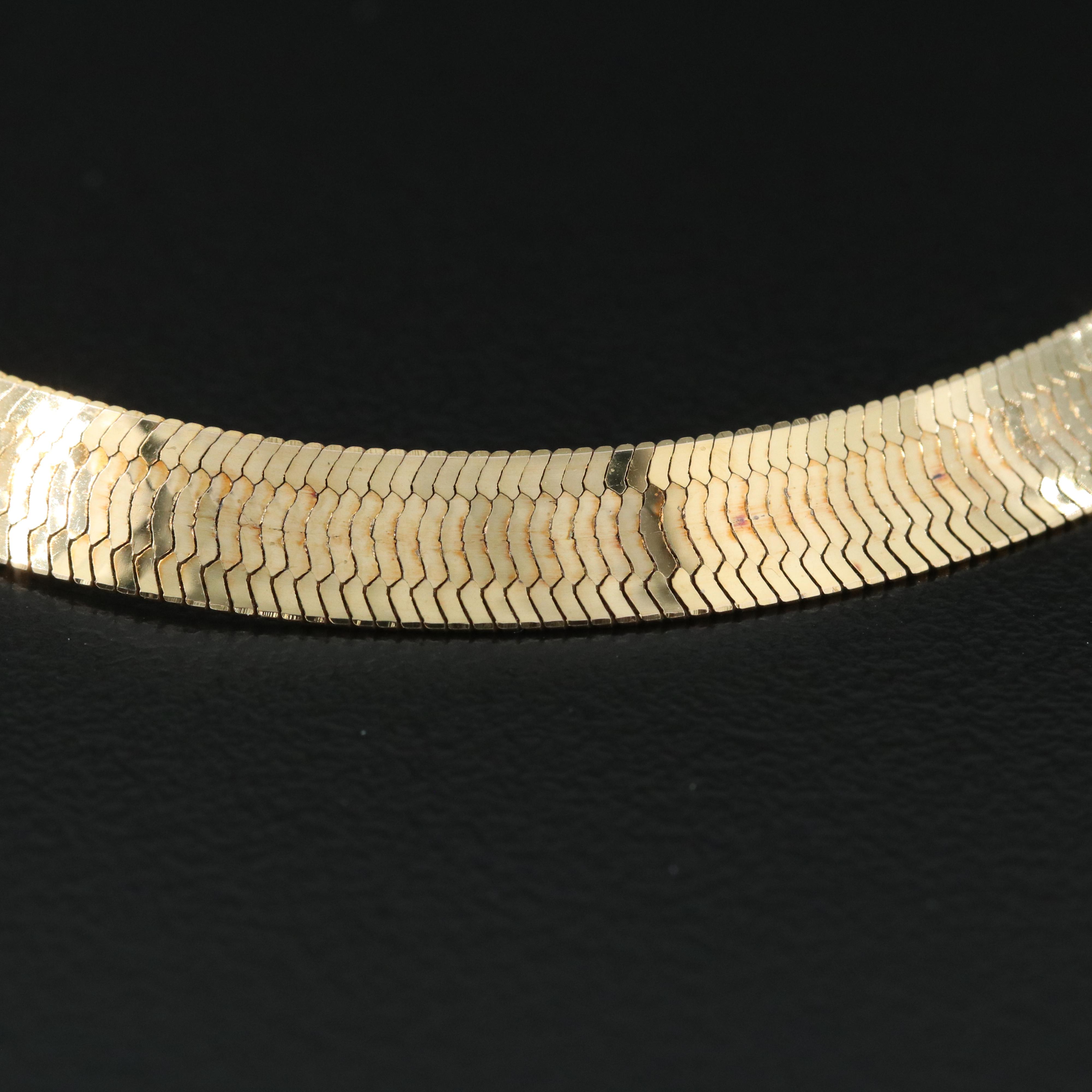 Italian 10K Herringbone Chain Bracelet