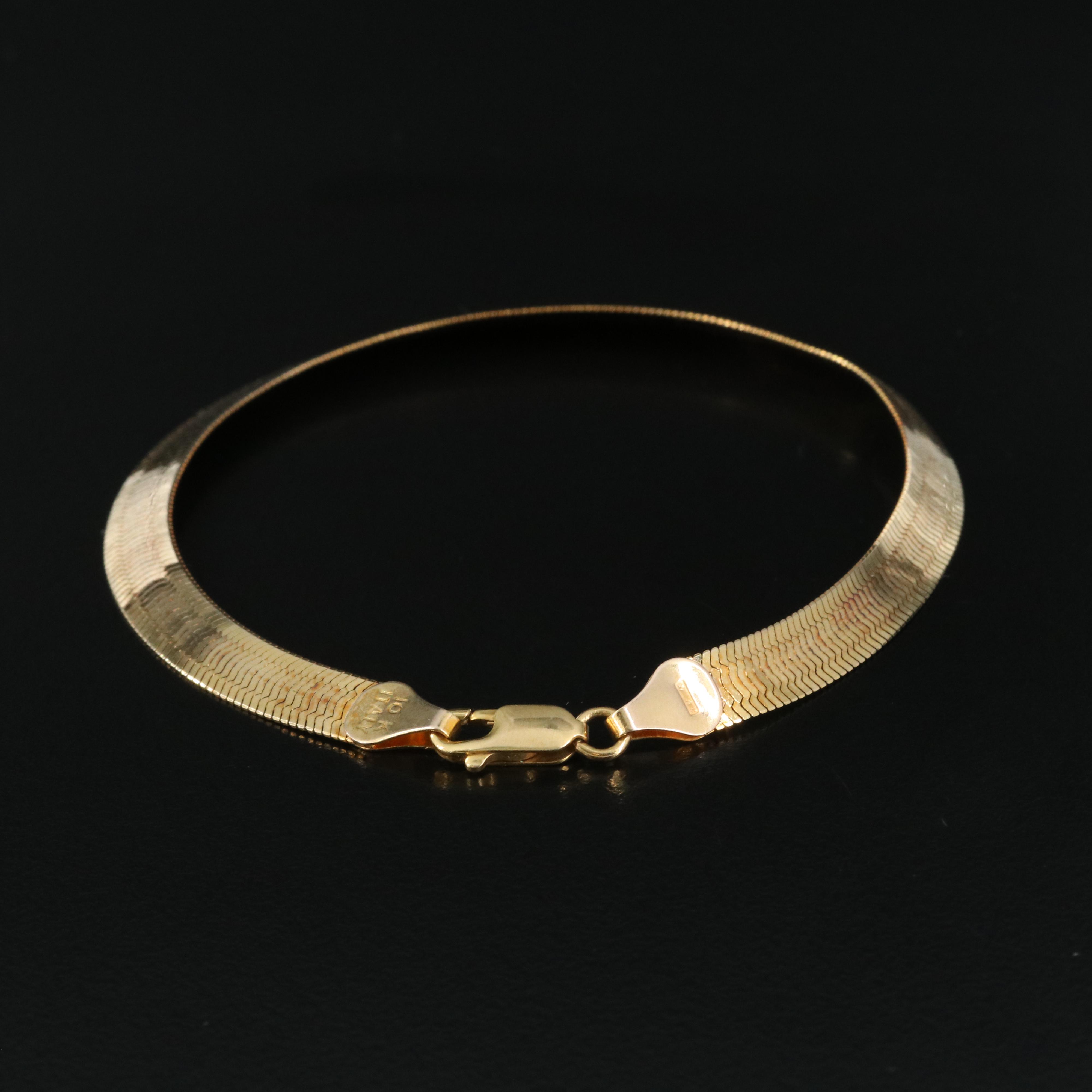Italian 10K Herringbone Chain Bracelet