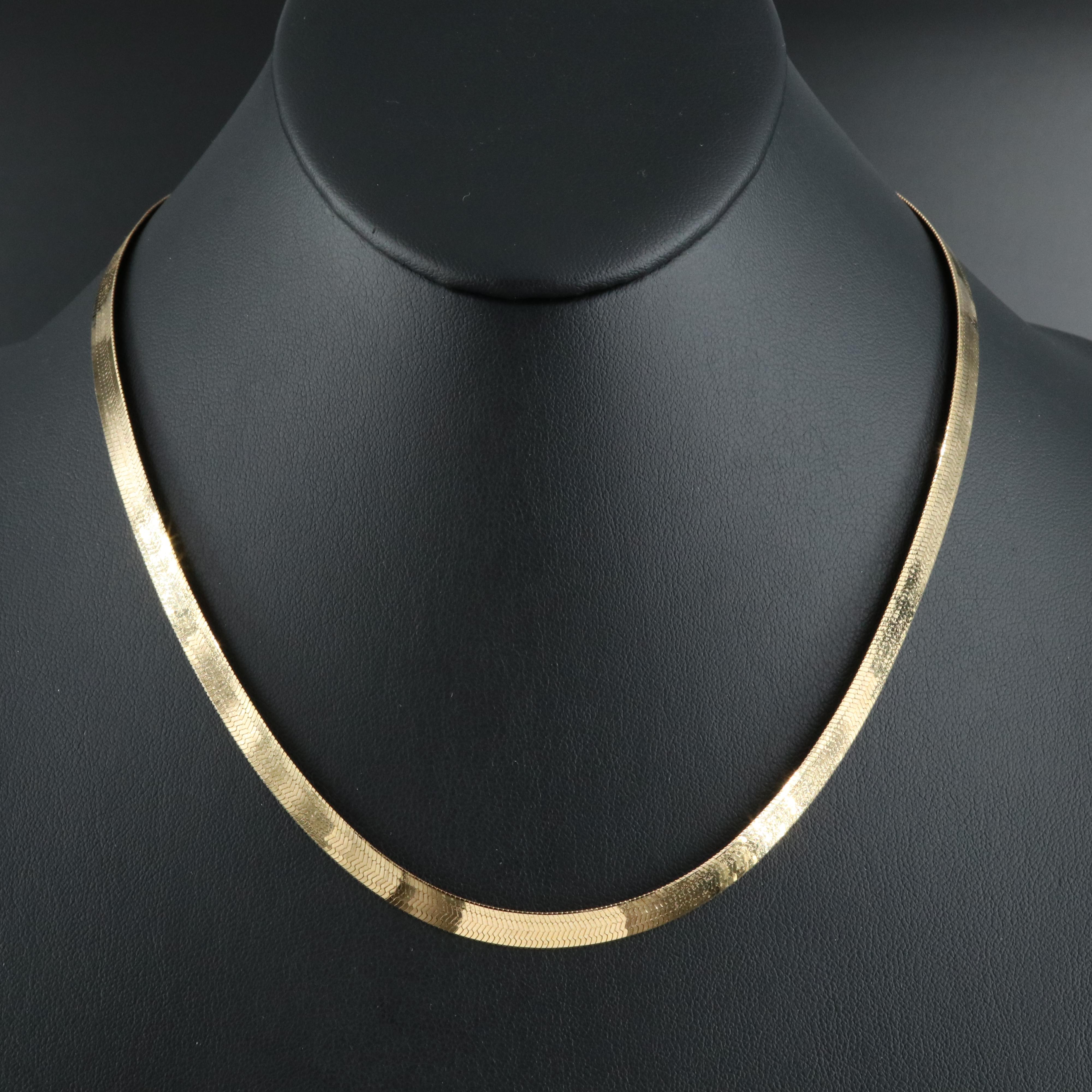 Italian 10K Herringbone Chain Necklace