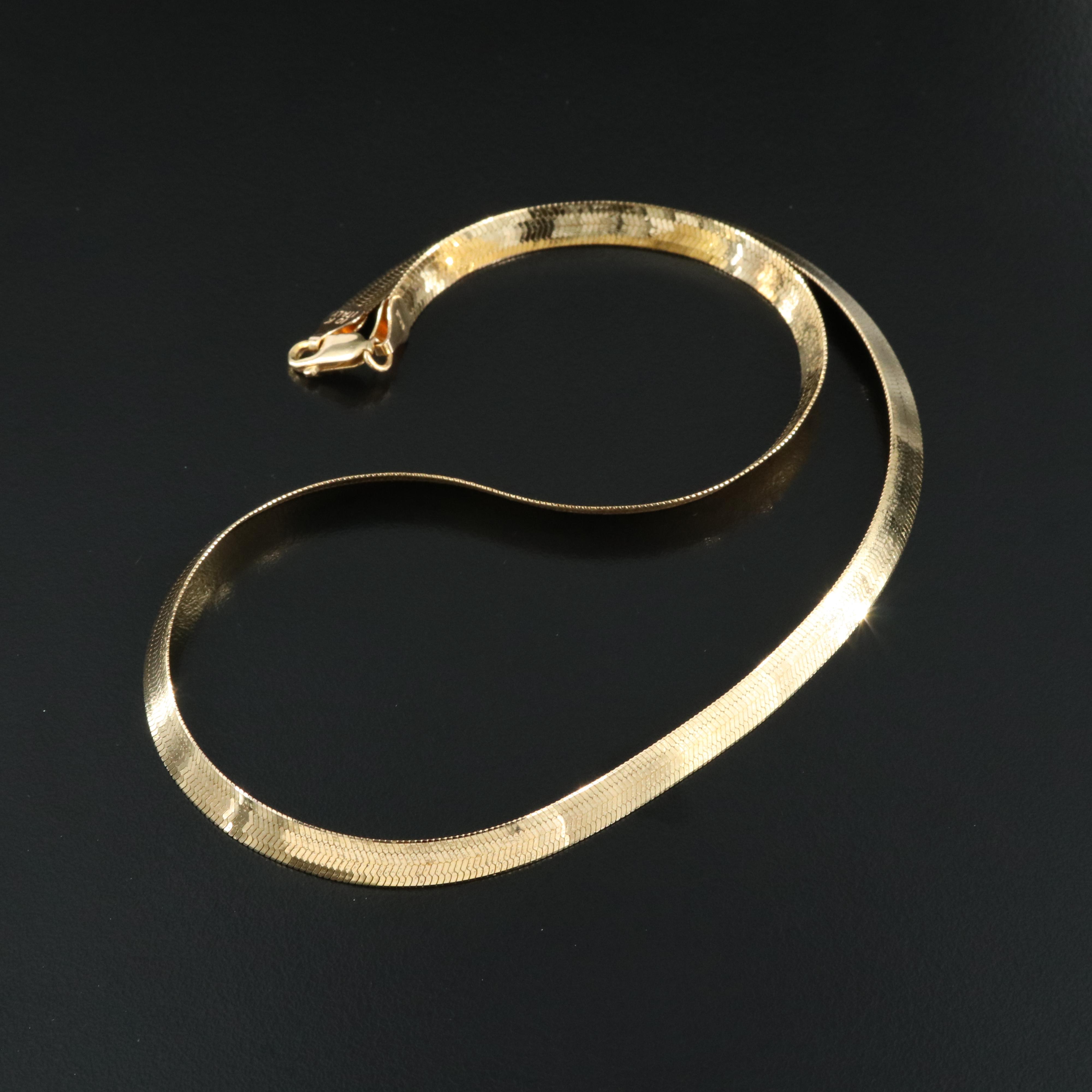Italian 10K Herringbone Chain Necklace