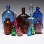 Cobalt Washington Bottle, Ruby Truman Bottle and Other Decorative Glass Bottles