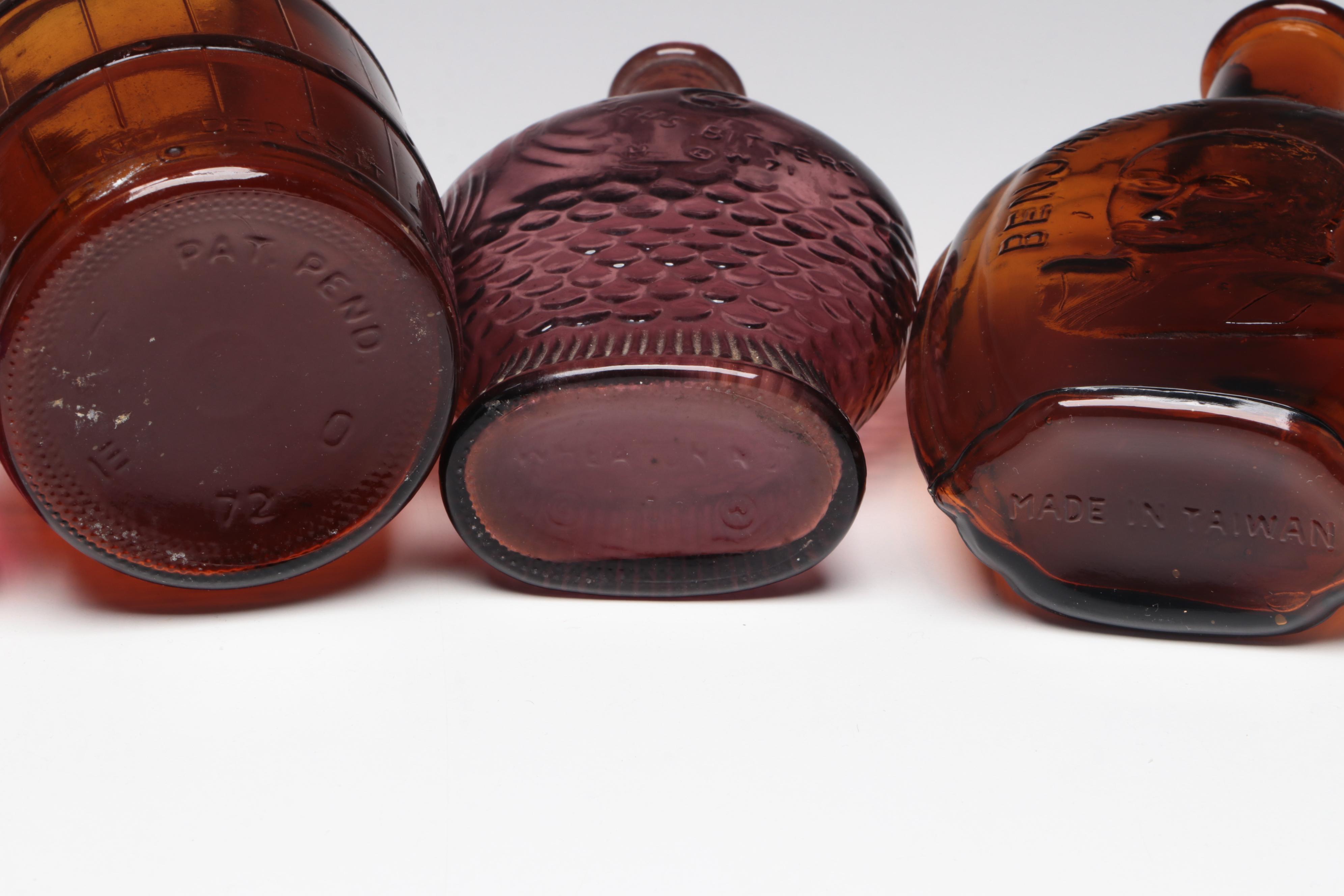 Cobalt Washington Bottle, Ruby Truman Bottle and Other Decorative Glass Bottles