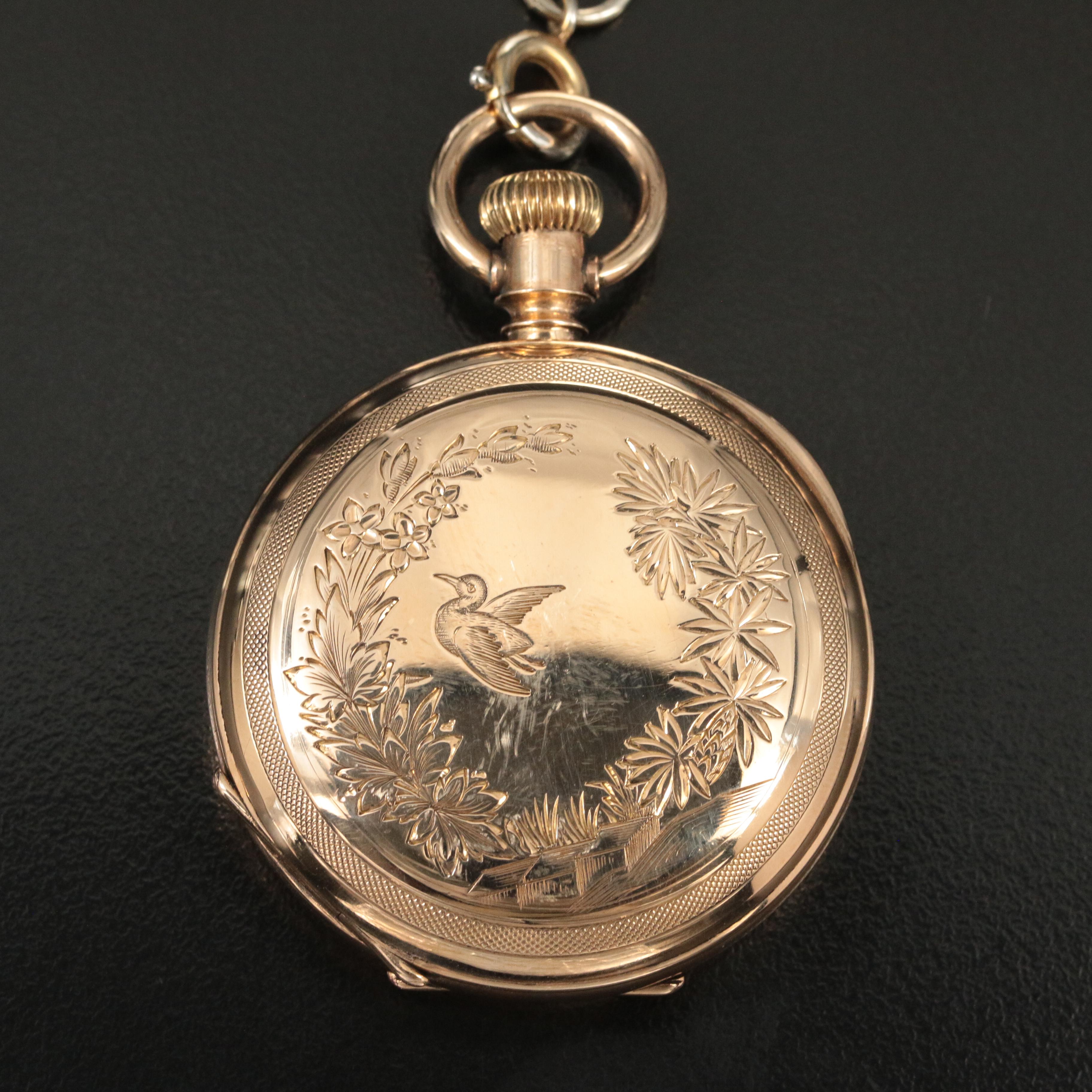 14K Lady Elgin Key-Wind and Set Pocket Watch
