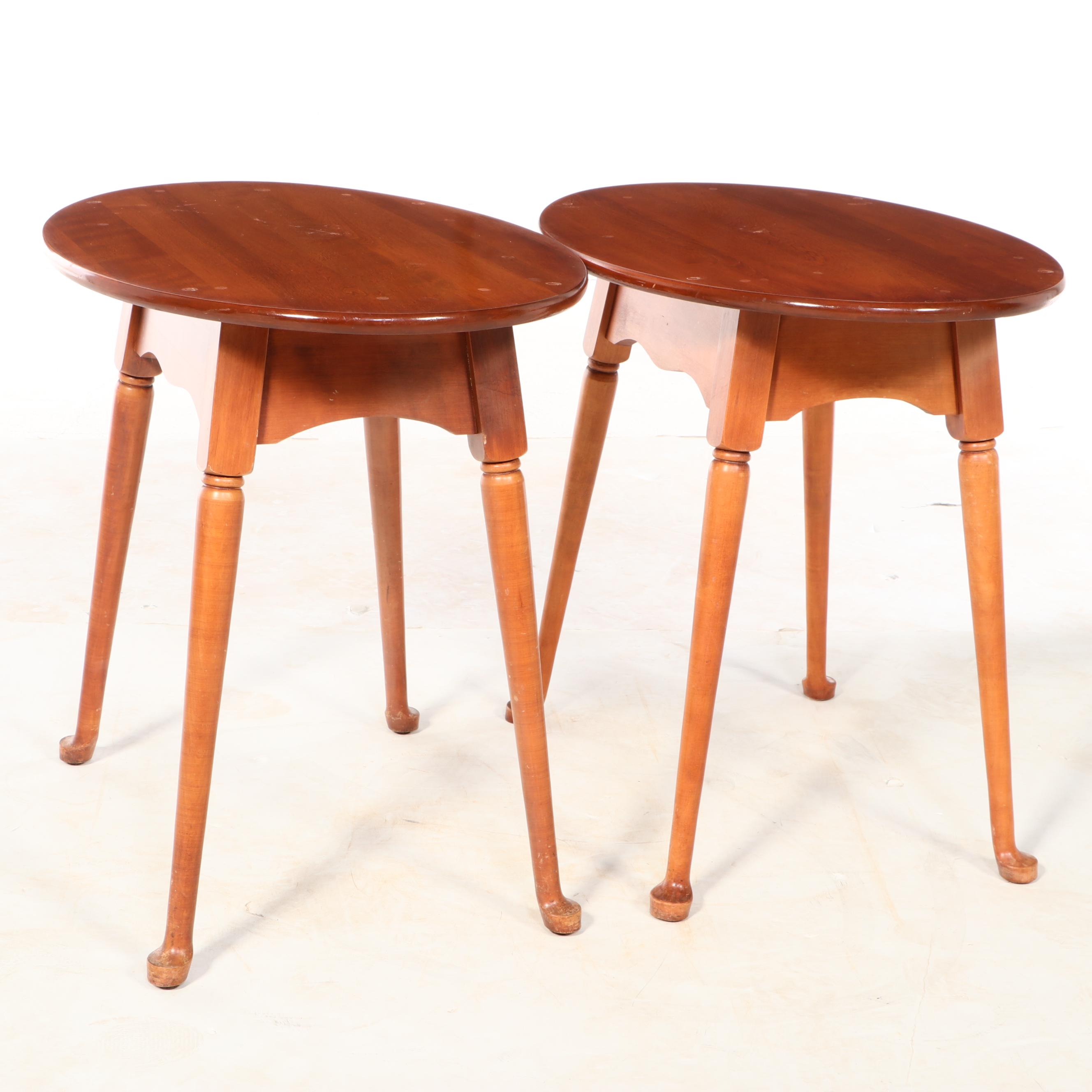 Pair of Queen Anne Style Maple Side Tables, 20th Century