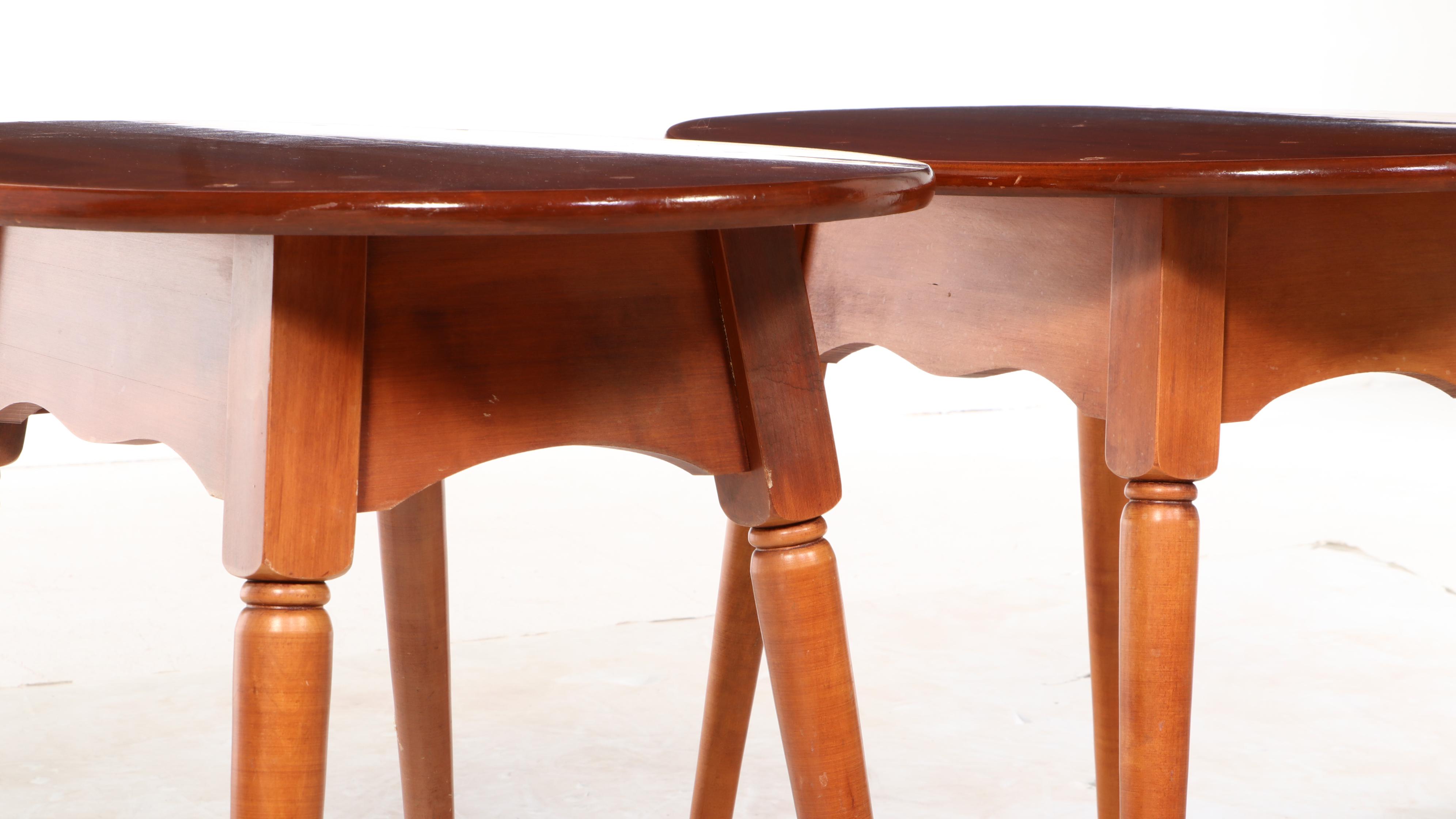 Pair of Queen Anne Style Maple Side Tables, 20th Century