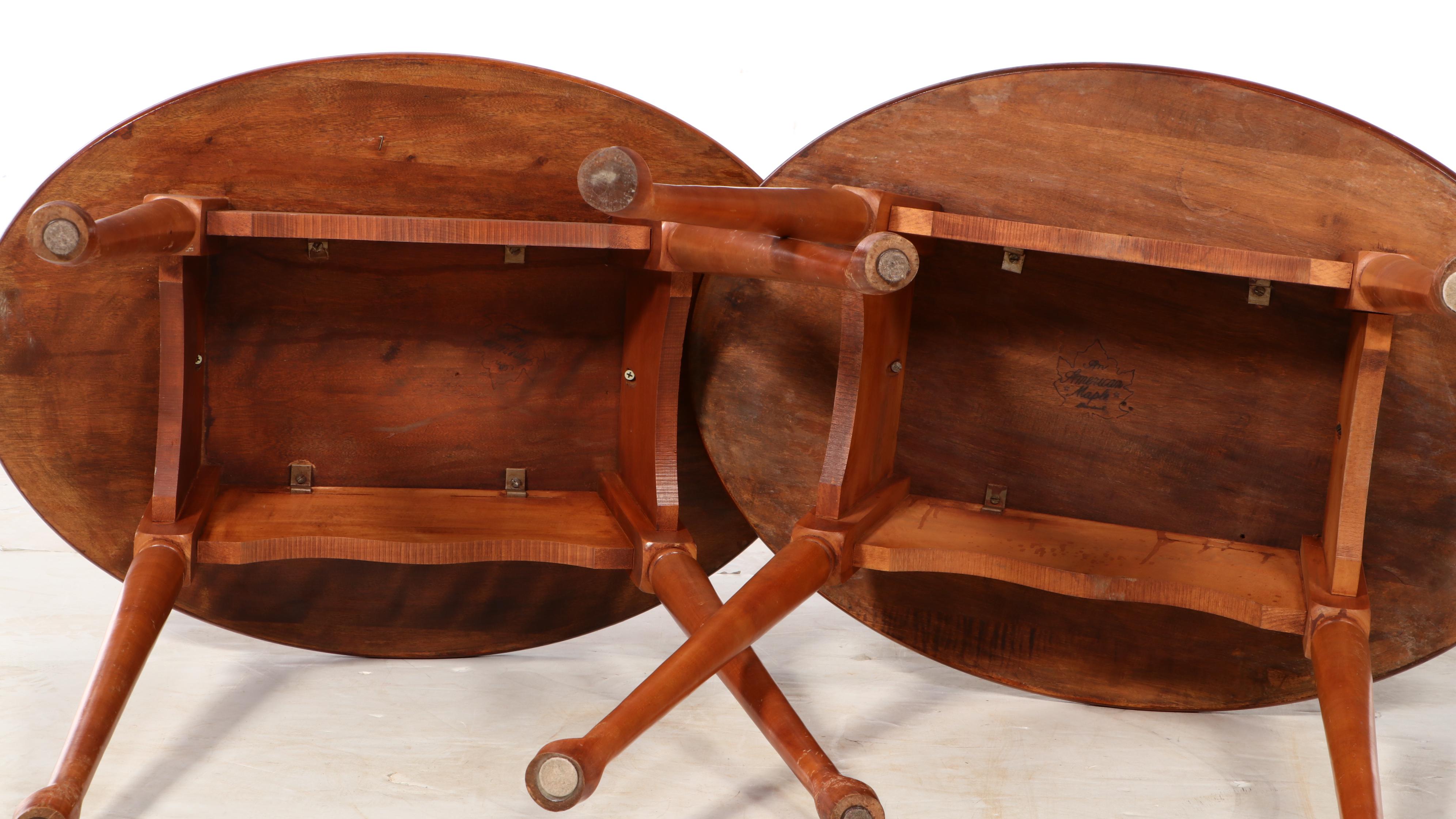Pair of Queen Anne Style Maple Side Tables, 20th Century