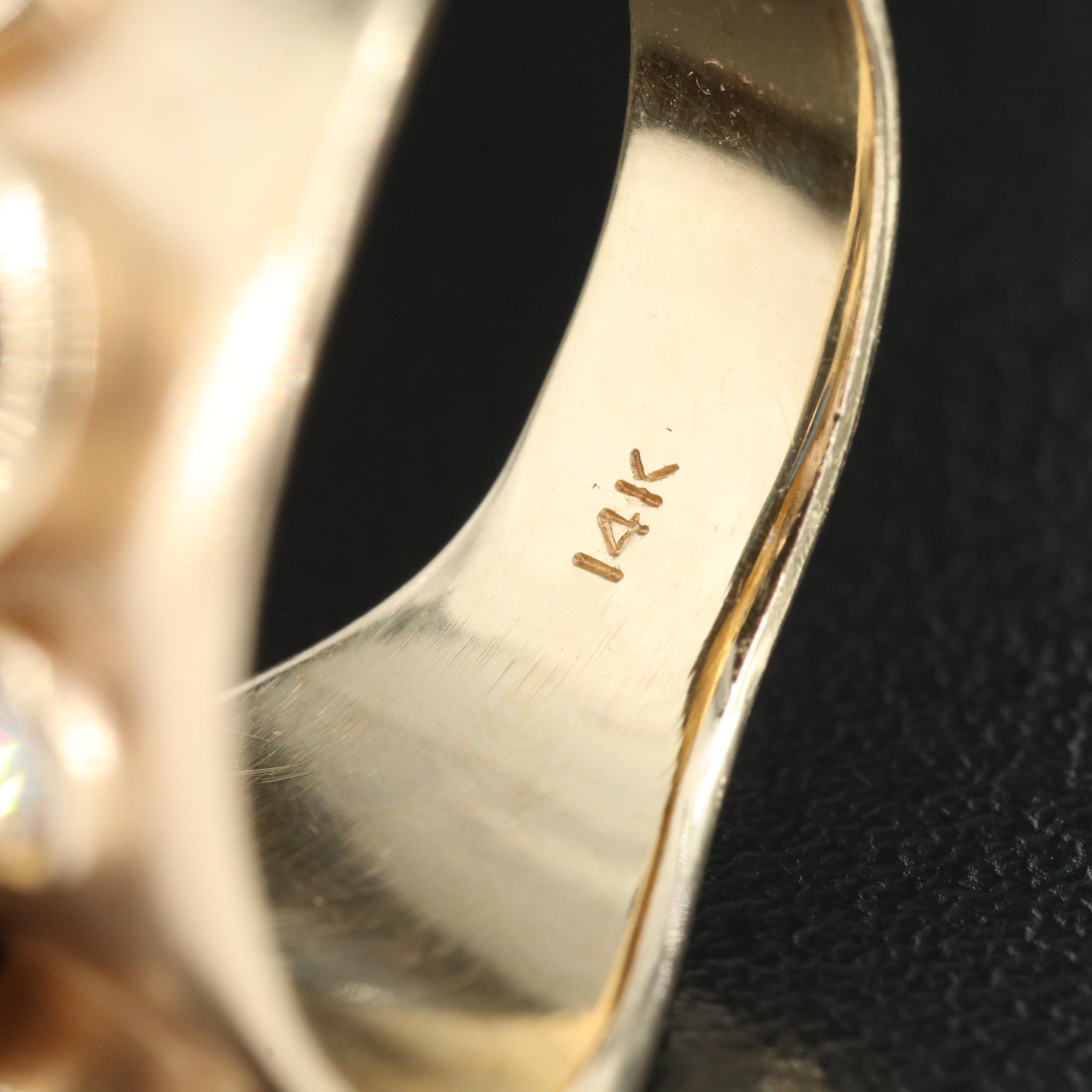 14K Multi-Gemstone Saddle Ring Including Zircon, Diamond and Sapphire